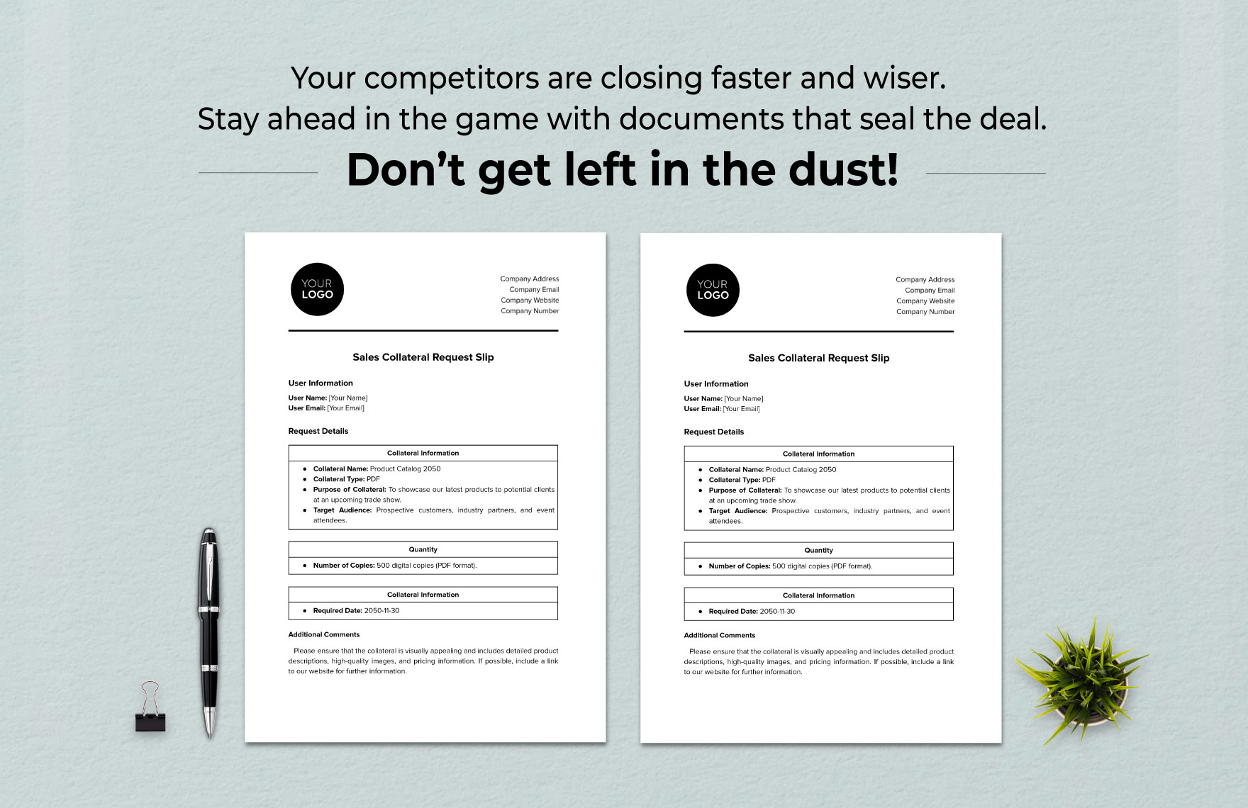 Sales Collateral Request Slip Template
