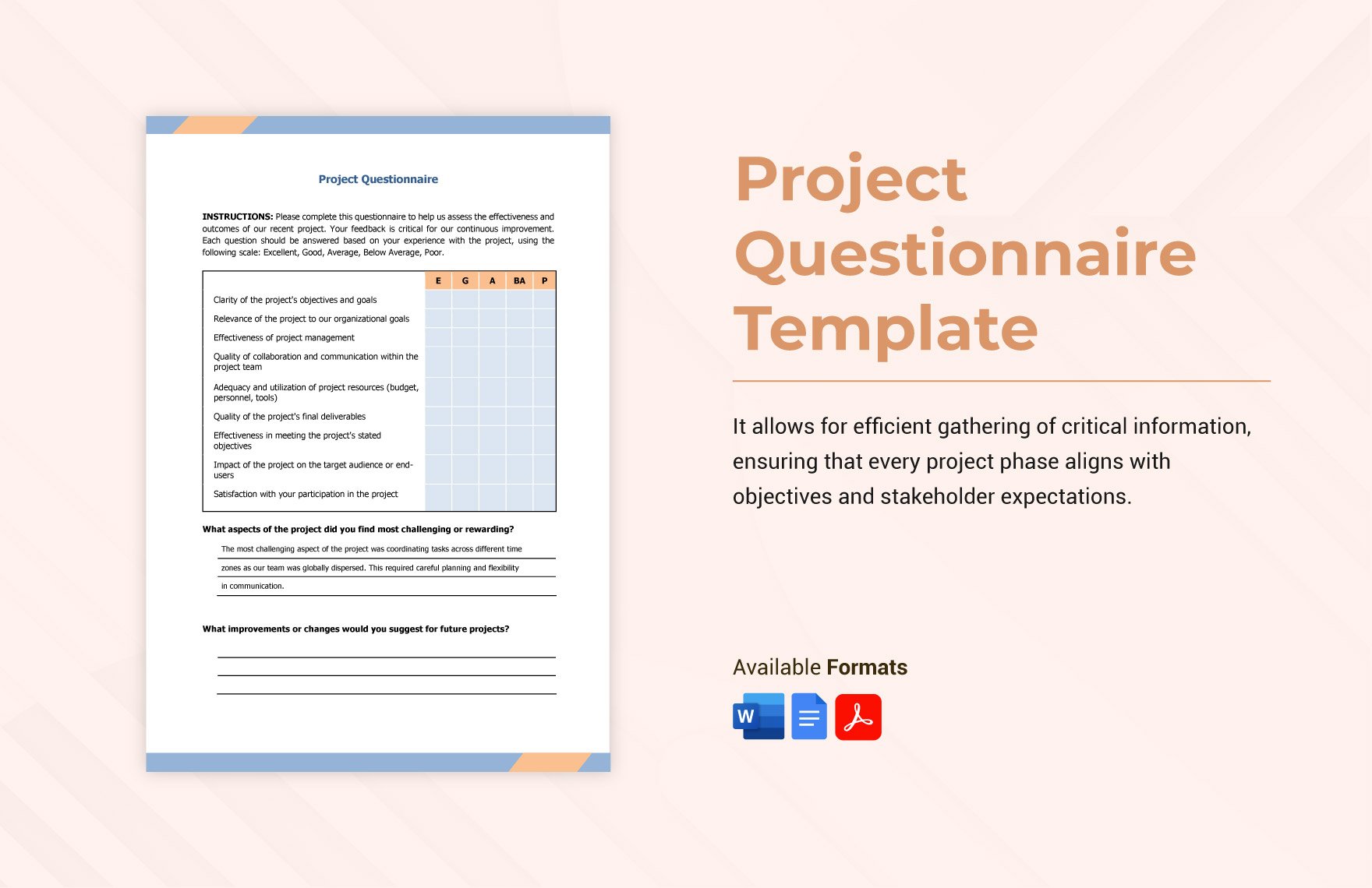Free Project Questionnaire Template in Word, Google Docs, PDF