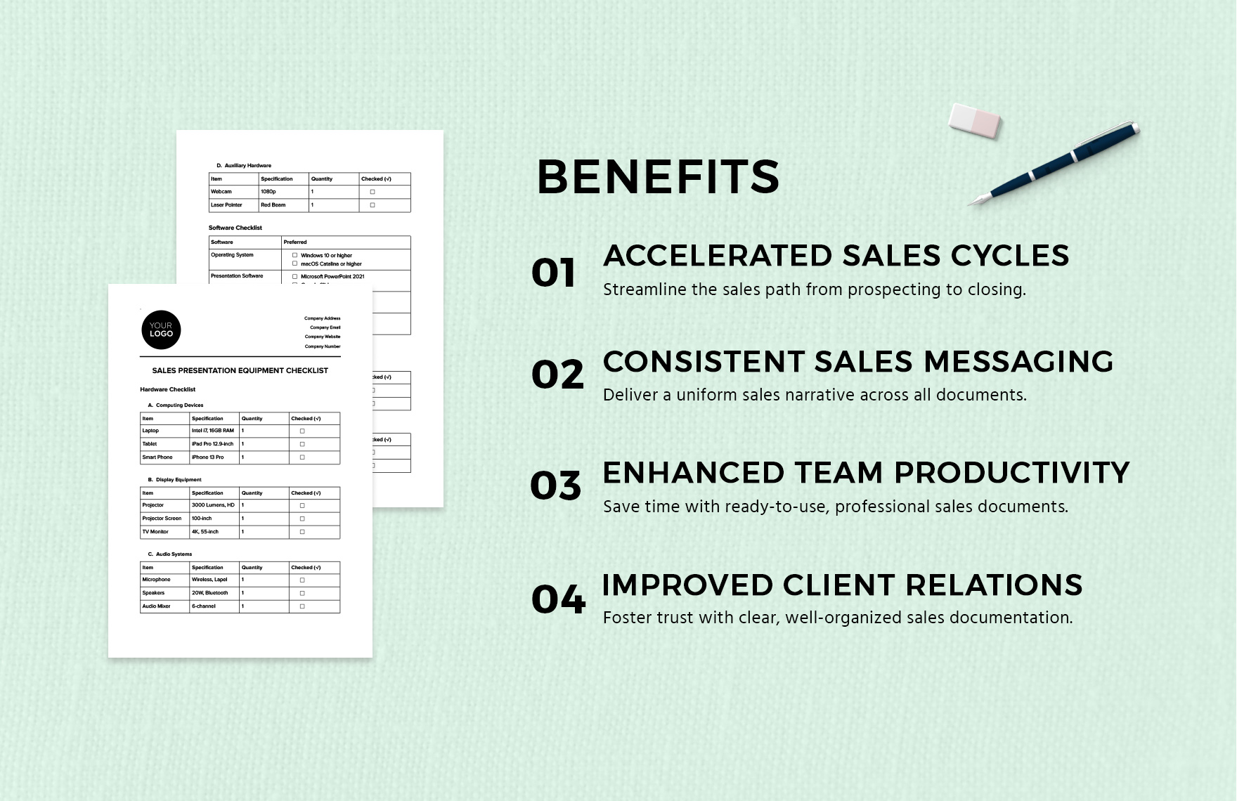 Sales Presentation Equipment Checklist Template