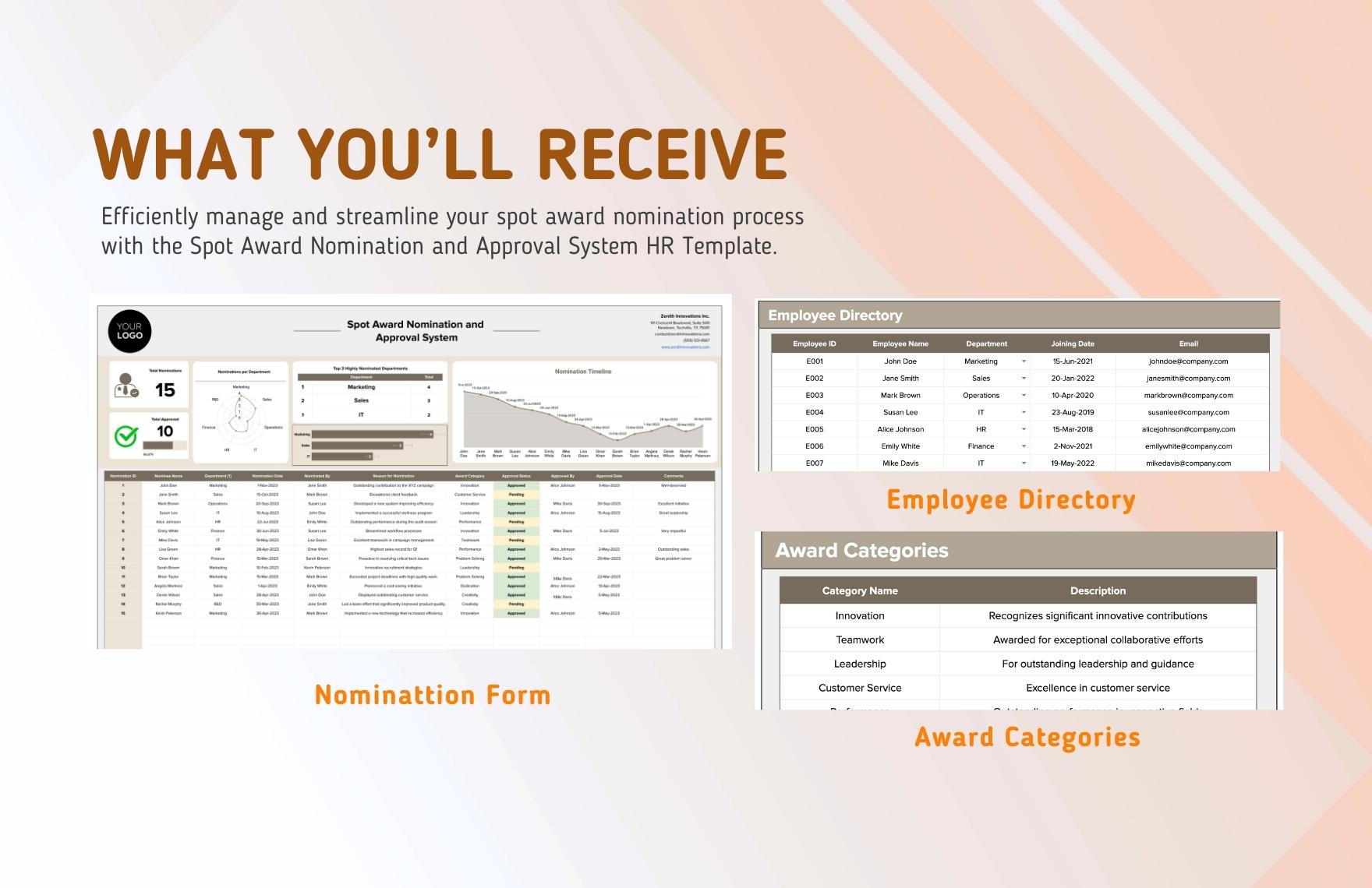 Spot Award Nomination and Approval System HR Template in Excel, Google ...