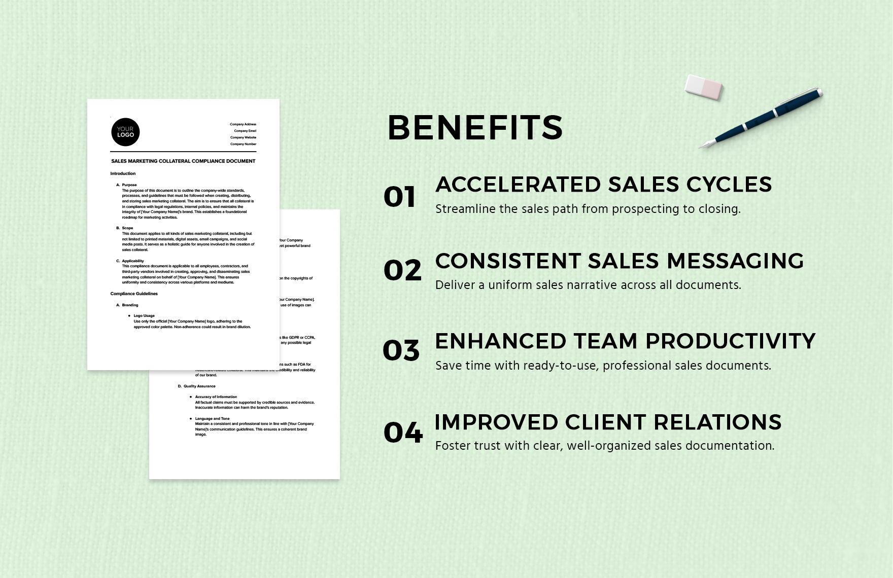 Sales Marketing Collateral Compliance Document Template