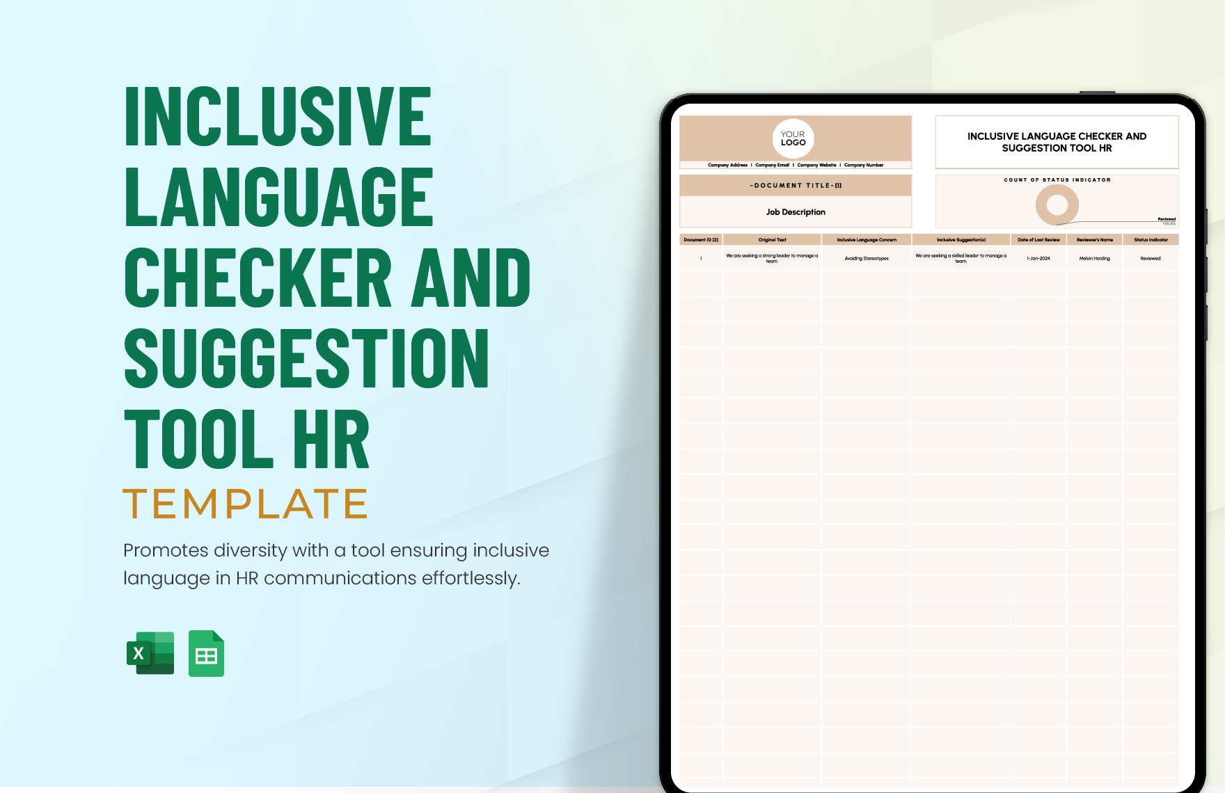 Inclusive Language Checker and Suggestion Tool HR Template