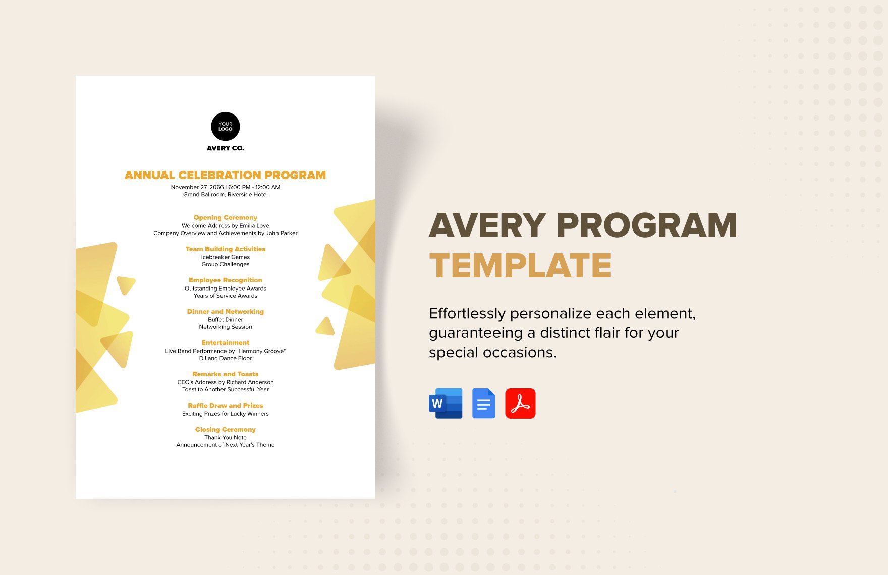Avery Program Template in Word, Google Docs, PDF, InDesign