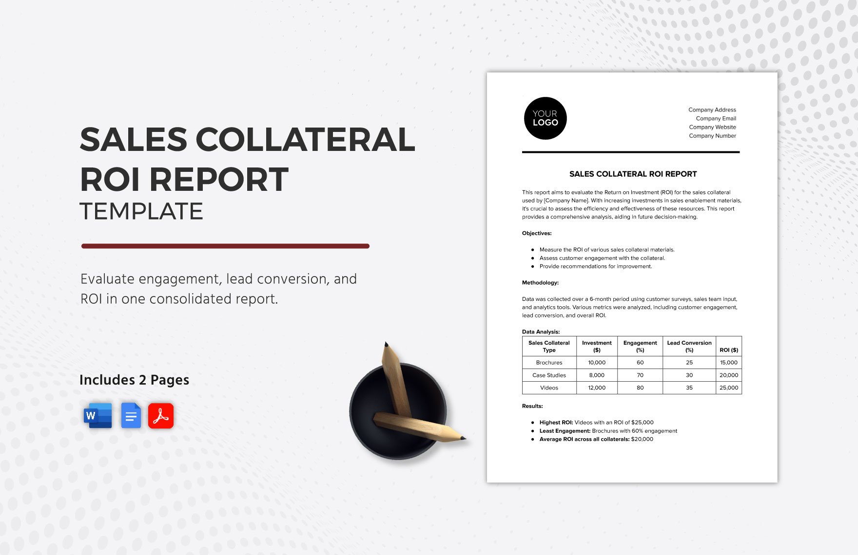 Sales Collateral ROI Report Template in Word, Google Docs, PDF