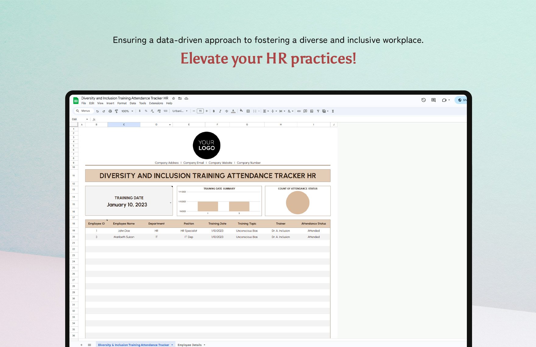 Diversity and Inclusion Training Attendance Tracker HR Template
