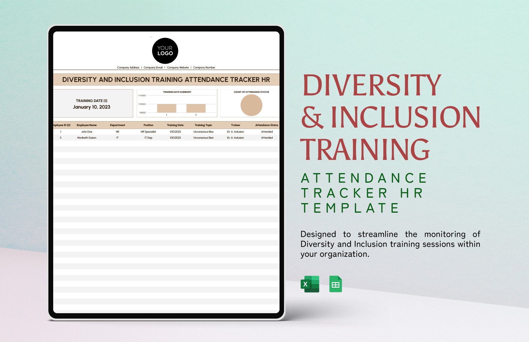 Diversity and Inclusion Training Attendance Tracker HR Template