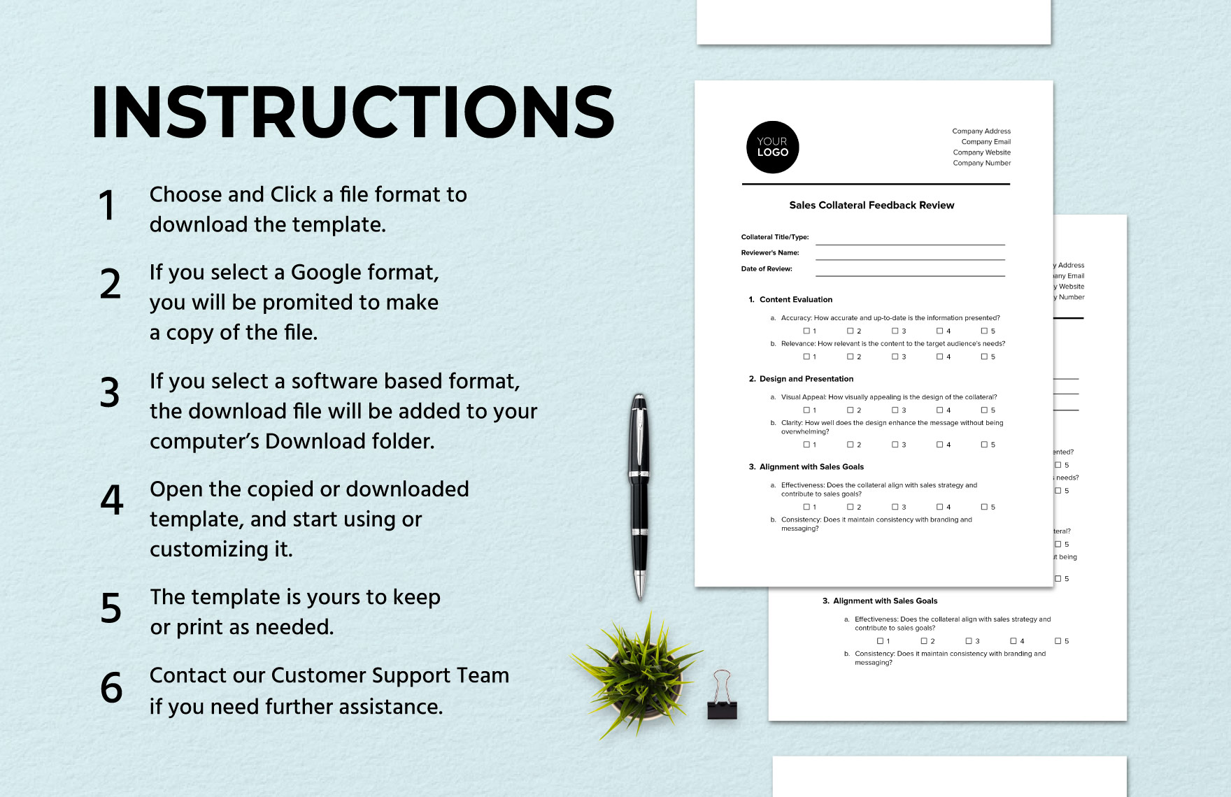 Sales Collateral Feedback Review Template