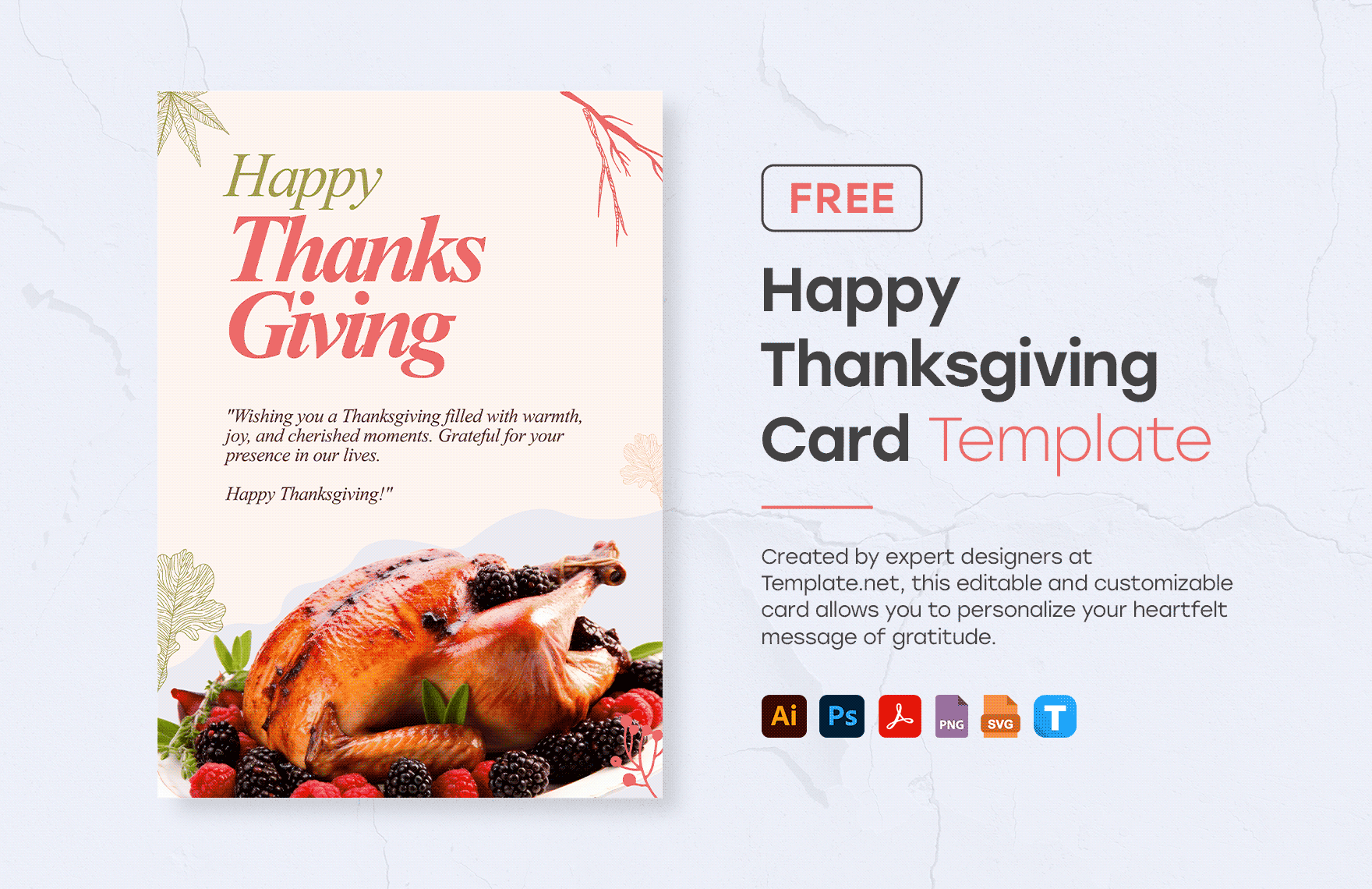 Happy Thanksgiving Card in Illustrator, PSD, PDF, SVG, PNG - Download | Template.net