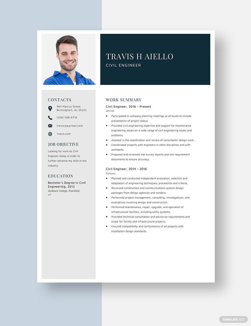 Civil Engineer Resume in Word, Pages - Download | Template.net