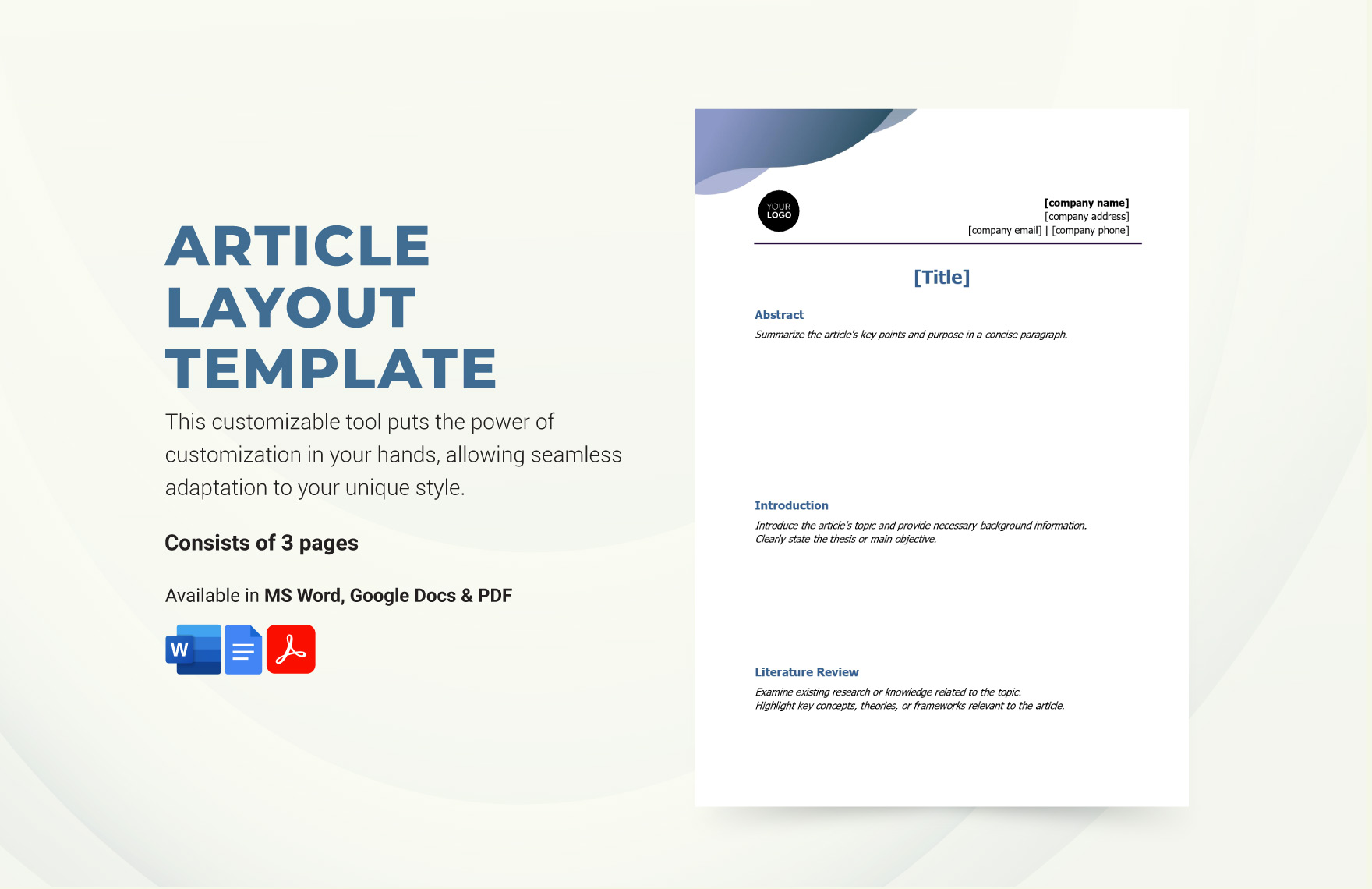 Free Article Layout Template in Word, Google Docs, PDF