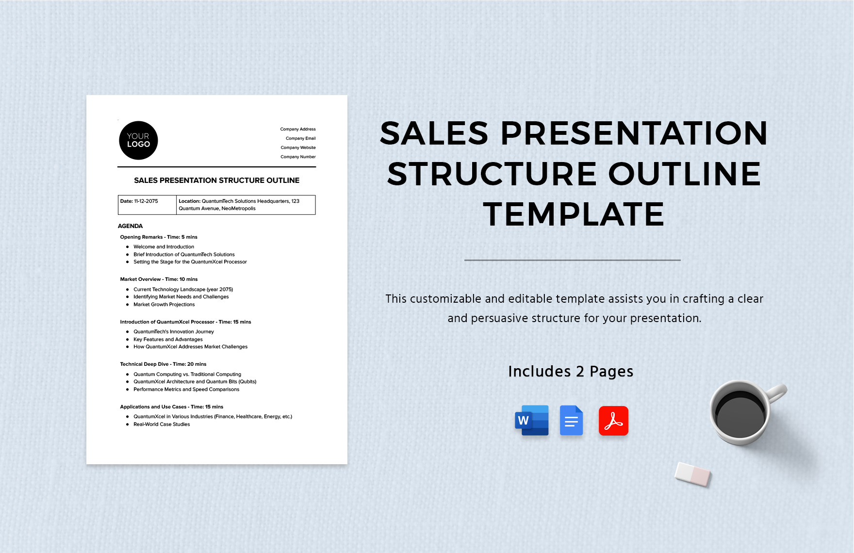 Sales Presentation Structure Outline Template in Word, Google Docs, PDF