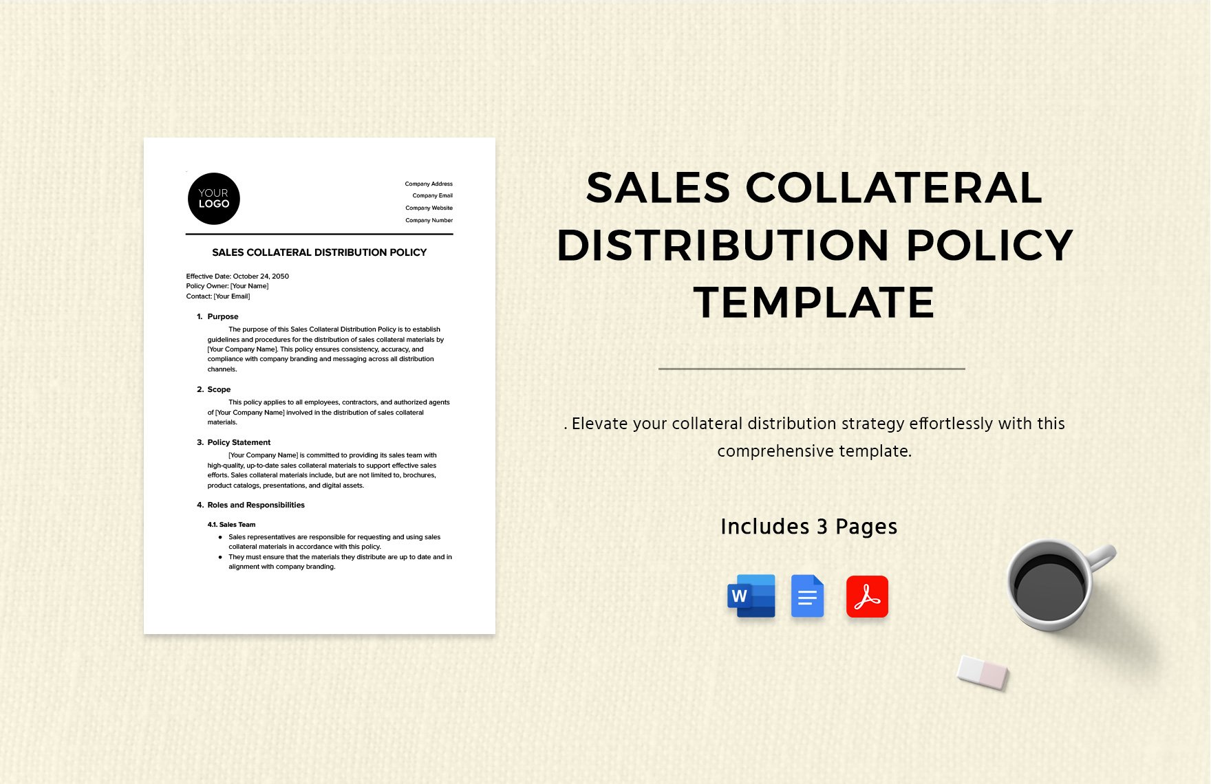 Sales Collateral Distribution Policy Template in Word, Google Docs, PDF