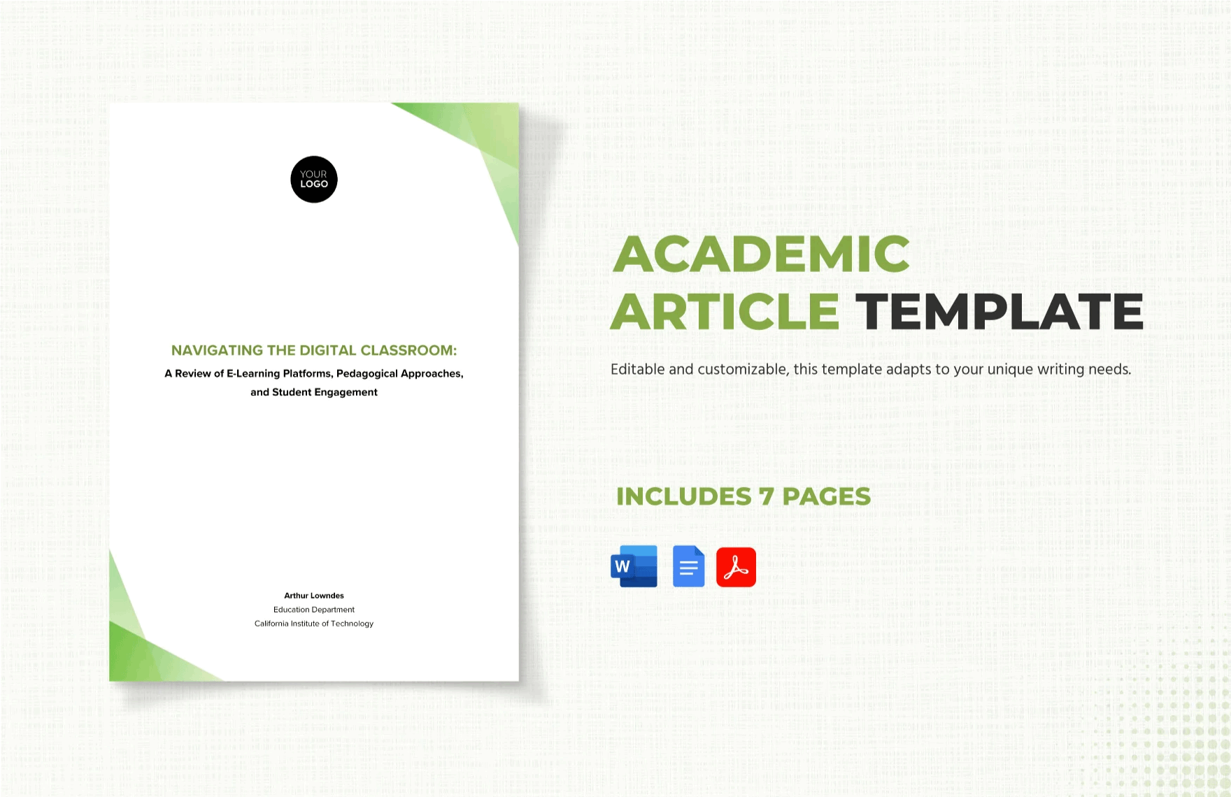 Free Academic Article Template in Word, Google Docs, PDF