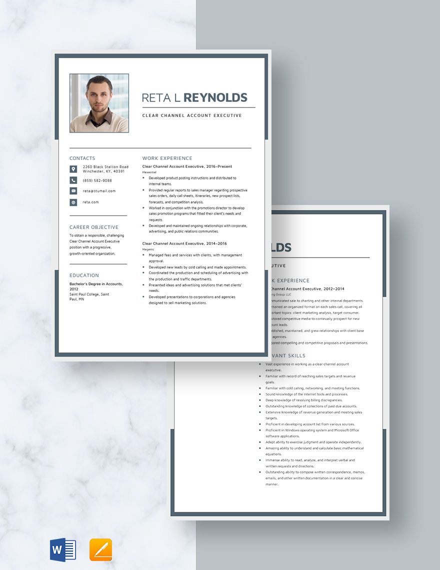 Clear Channel Account Executive Resume