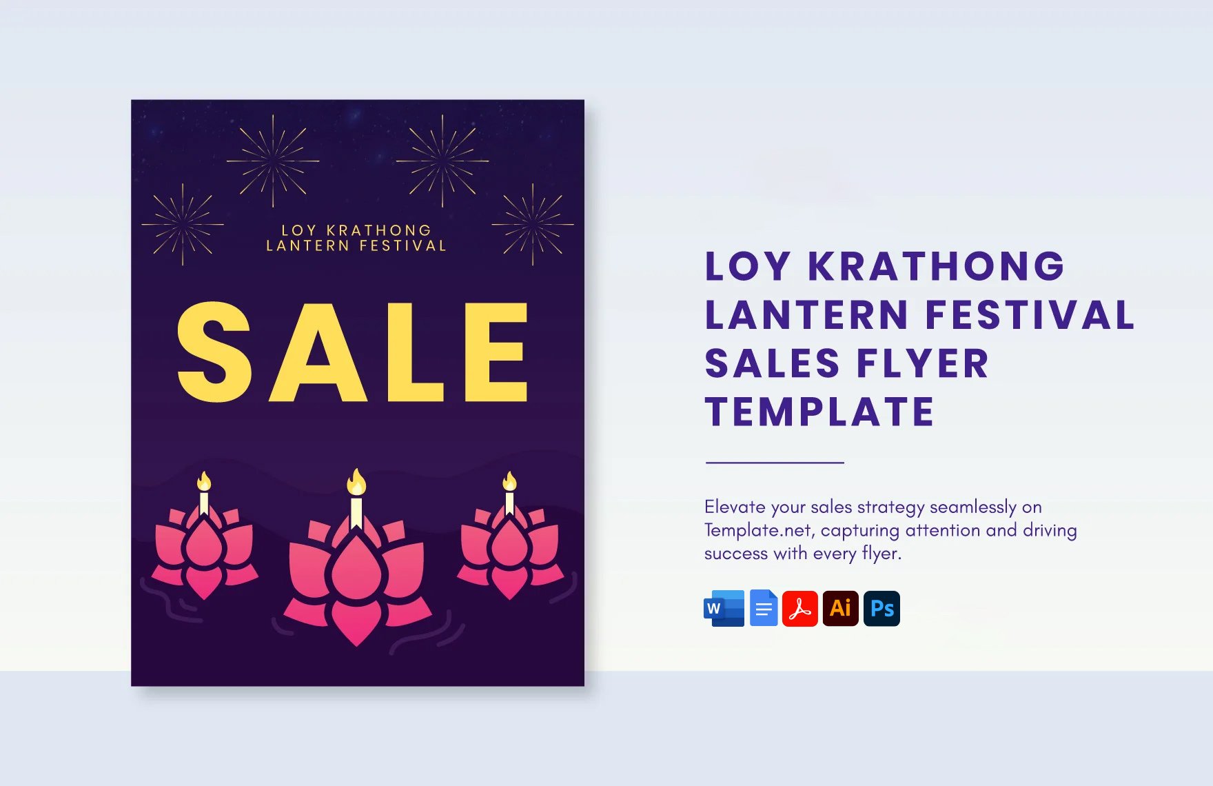 Free Loy Krathong Lantern Festival Sales Flyer Template in Word, Google Docs, PDF, Illustrator, PSD