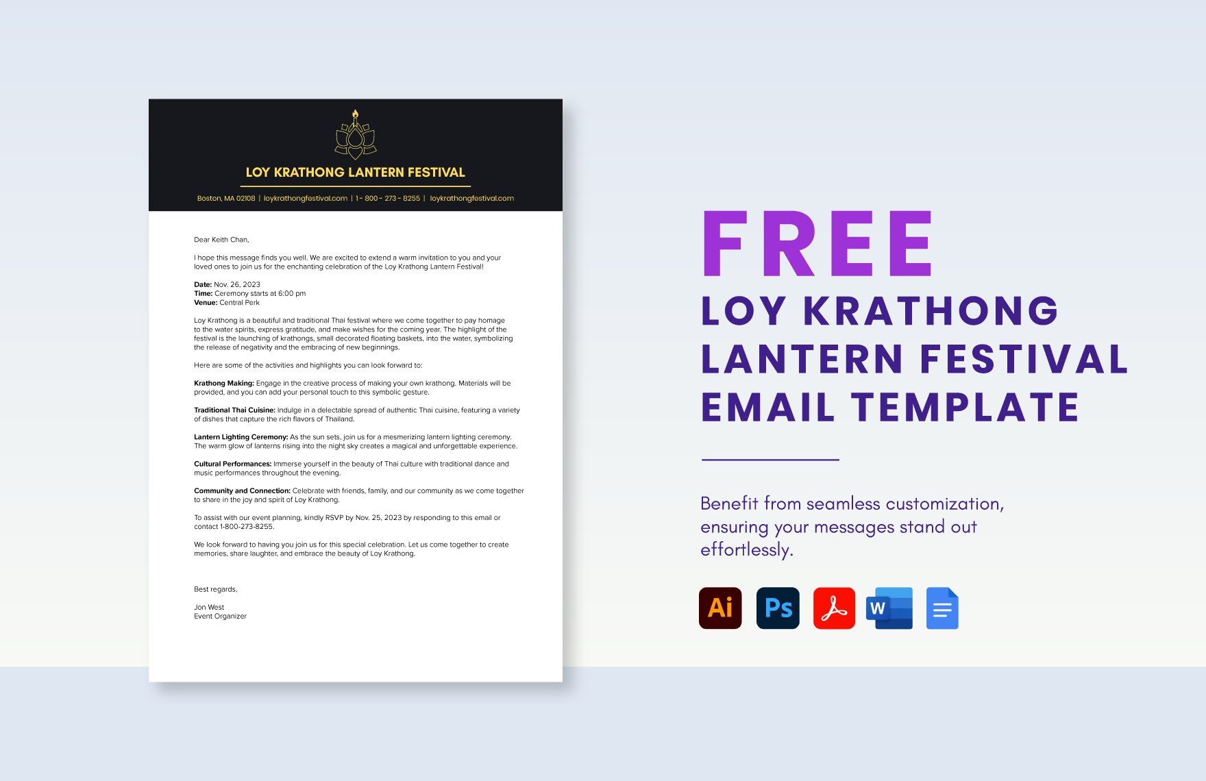 Loy Krathong Lantern Festival Email Template