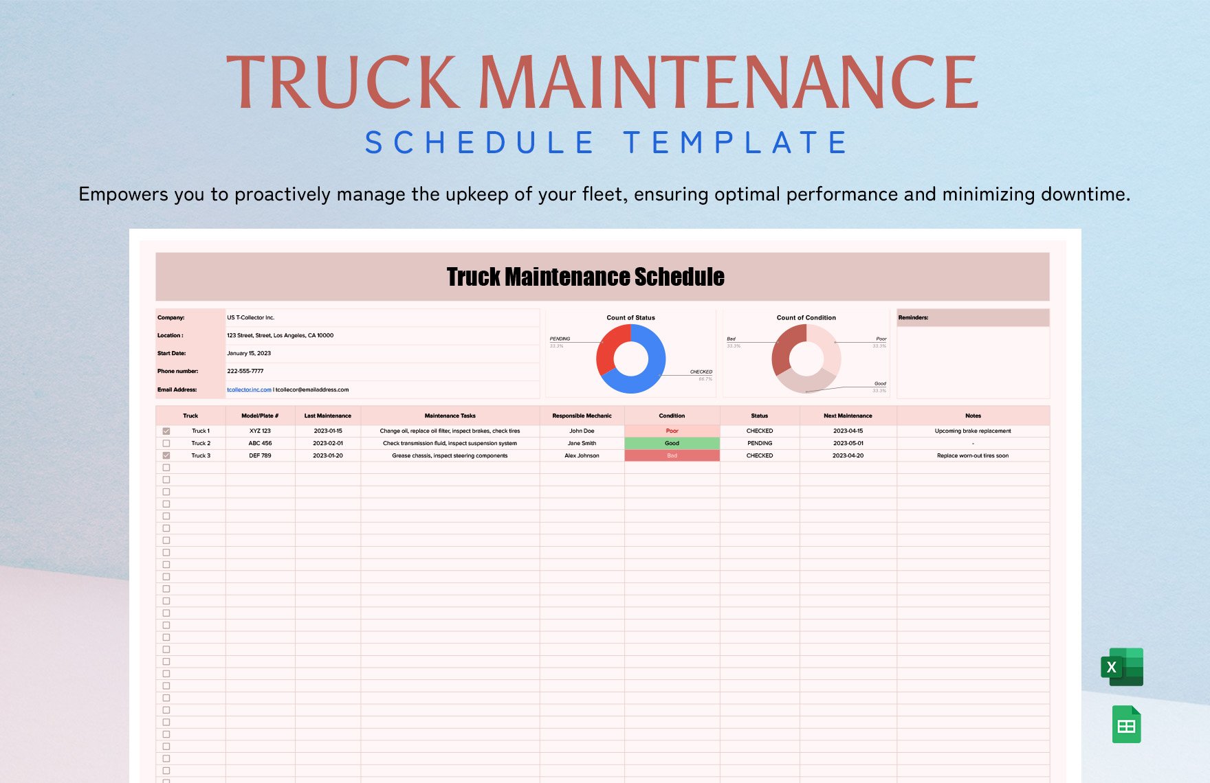 Truck Maintenance Schedule Template