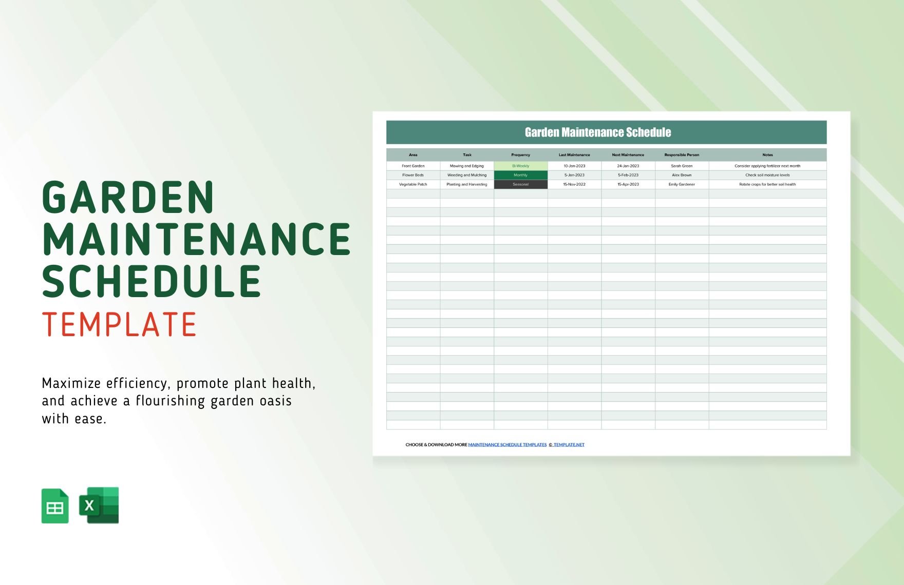 Free Garden Maintenance Schedule Template in Excel, Google Sheets