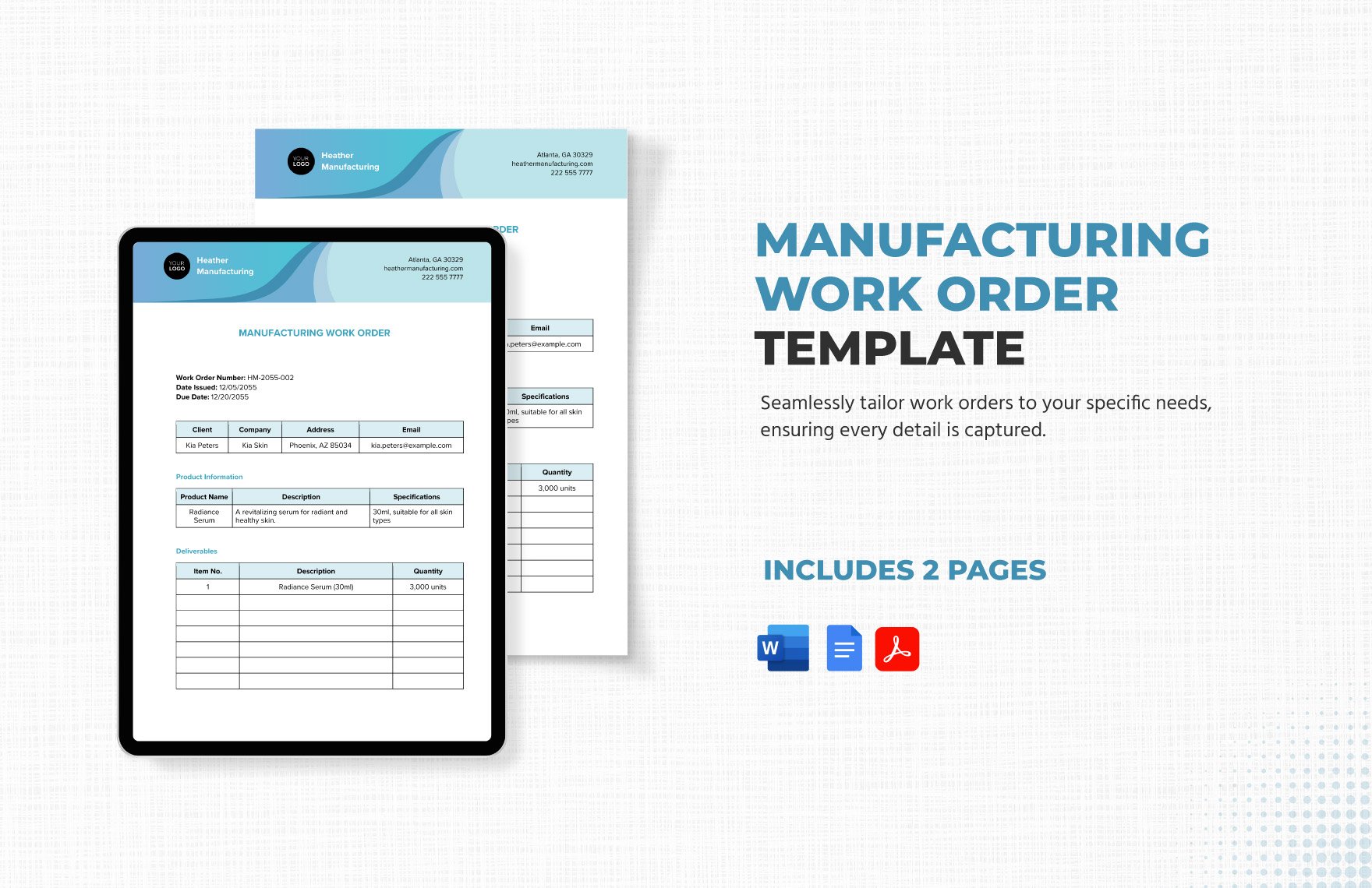Manufacturing Work Order Template