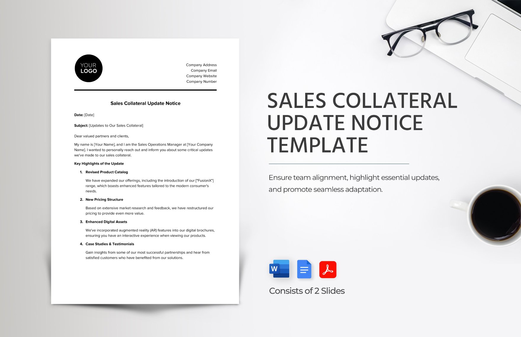 Sales Collateral Update Notice Template in Word, Google Docs, PDF