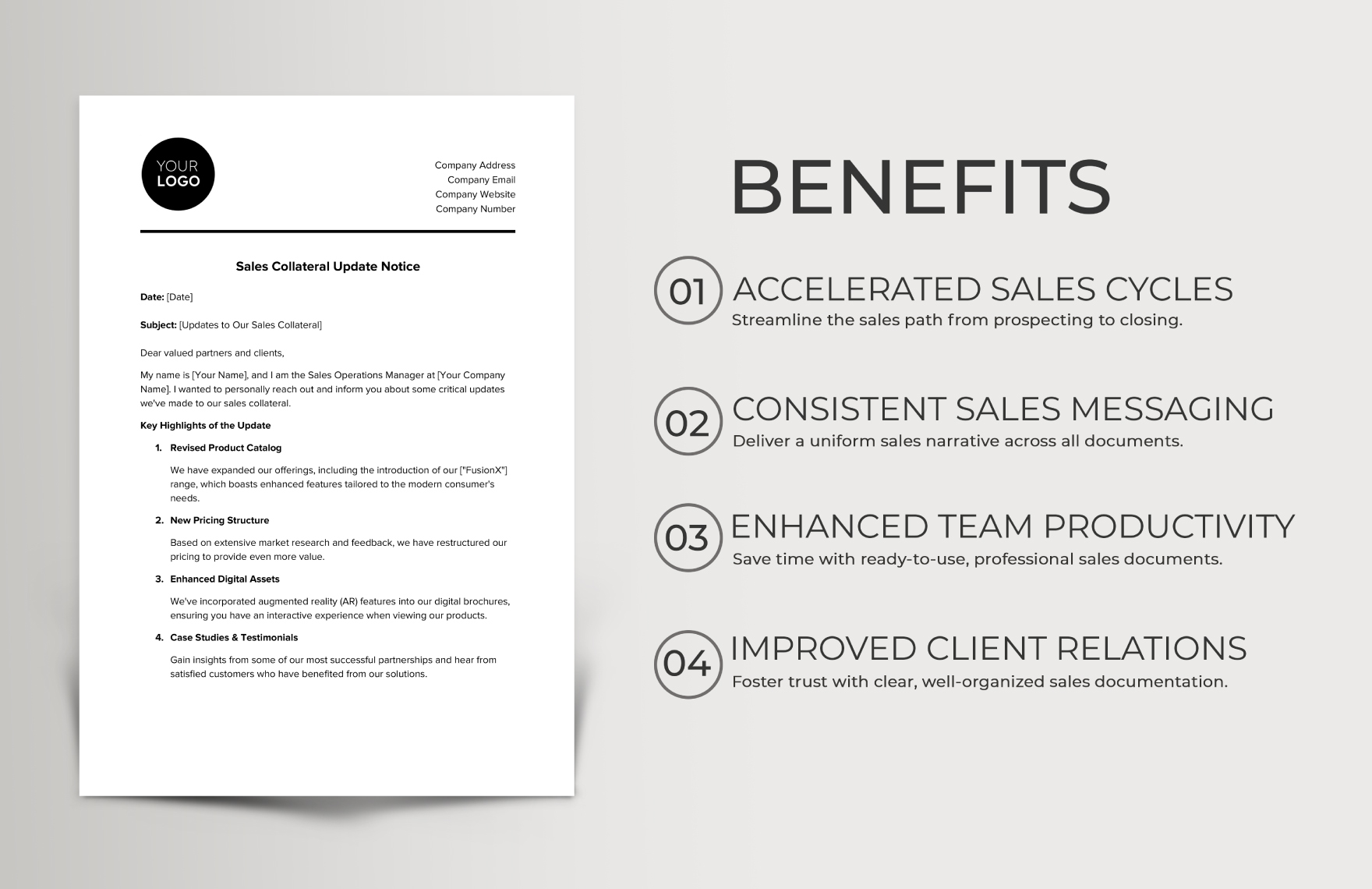 Sales Collateral Update Notice Template