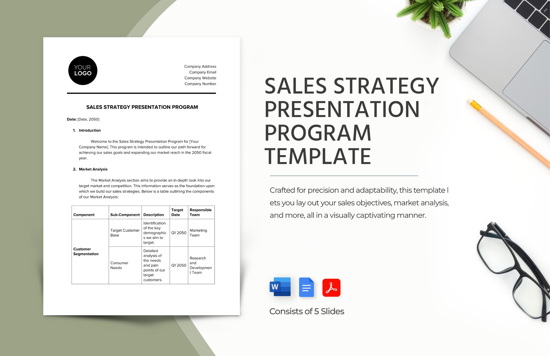 Sales Strategy Presentation Program Template in Word, Google Docs, PDF