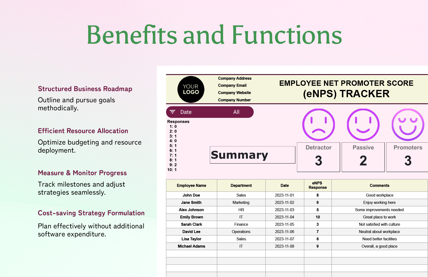 Employee Net Promoter Score (eNPS) Tracker HR Template
