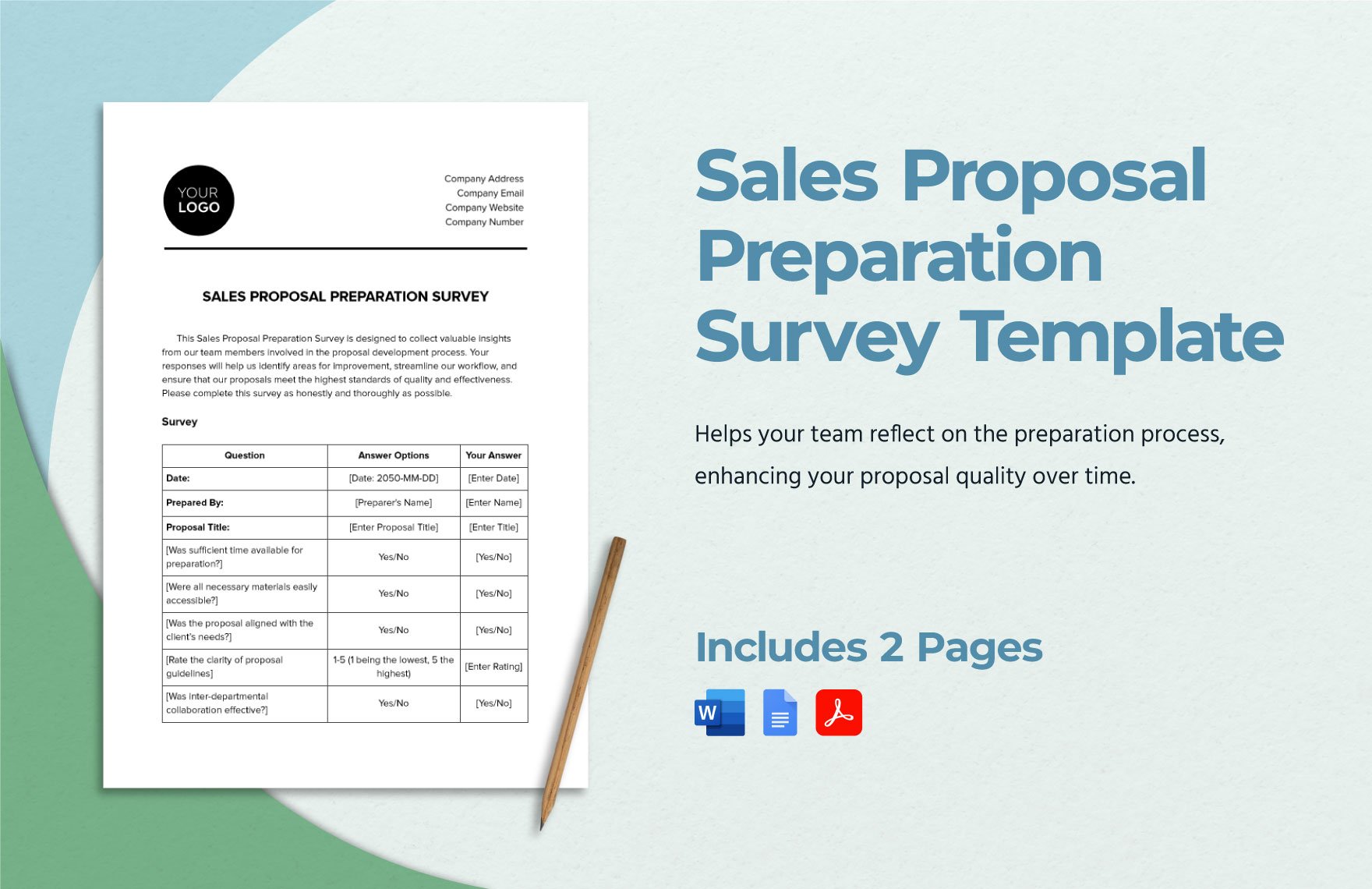 Sales Proposal Preparation Survey Template in Word, Google Docs, PDF