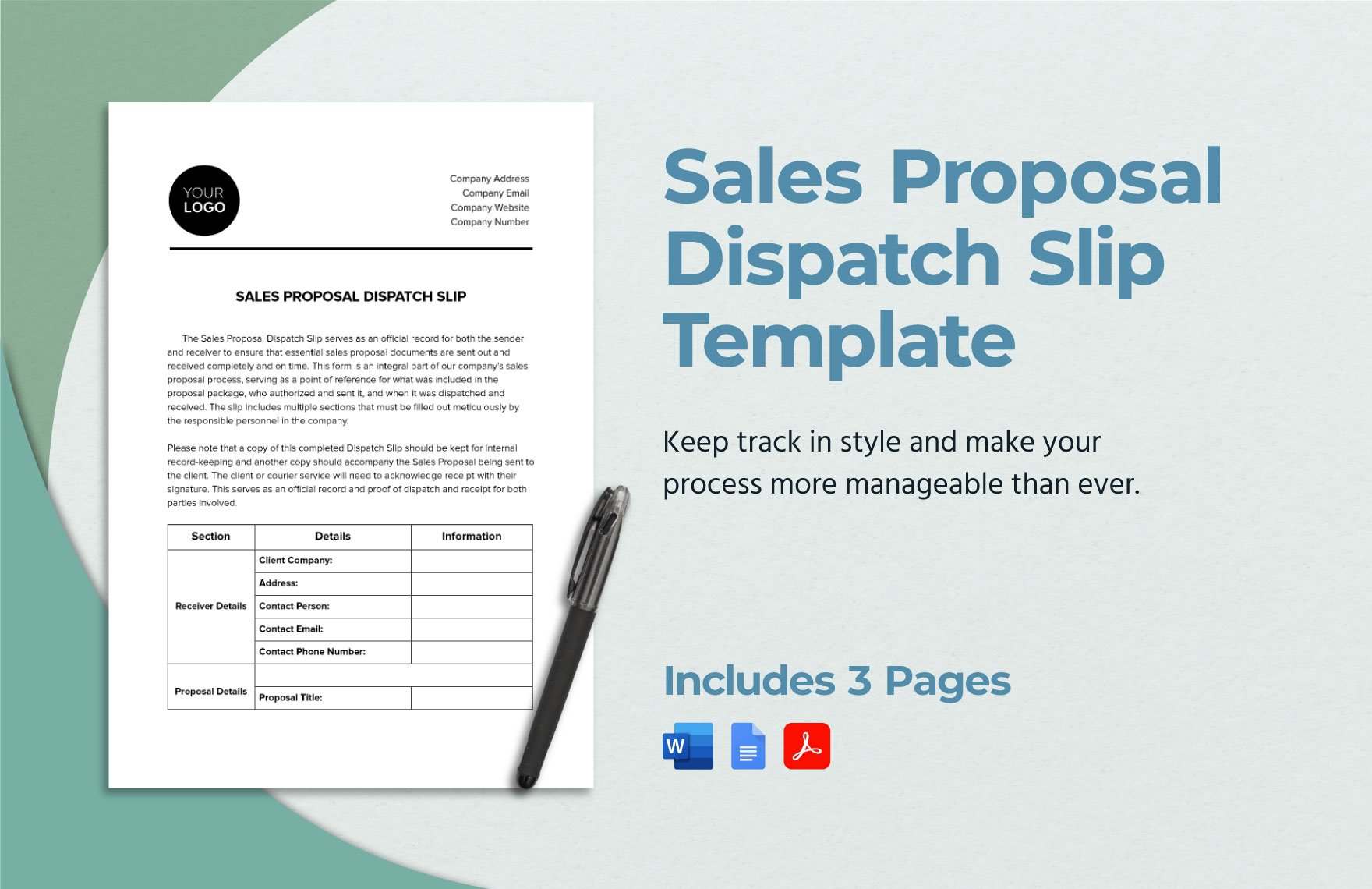 Sales Proposal Dispatch Slip Template in Word, Google Docs, PDF