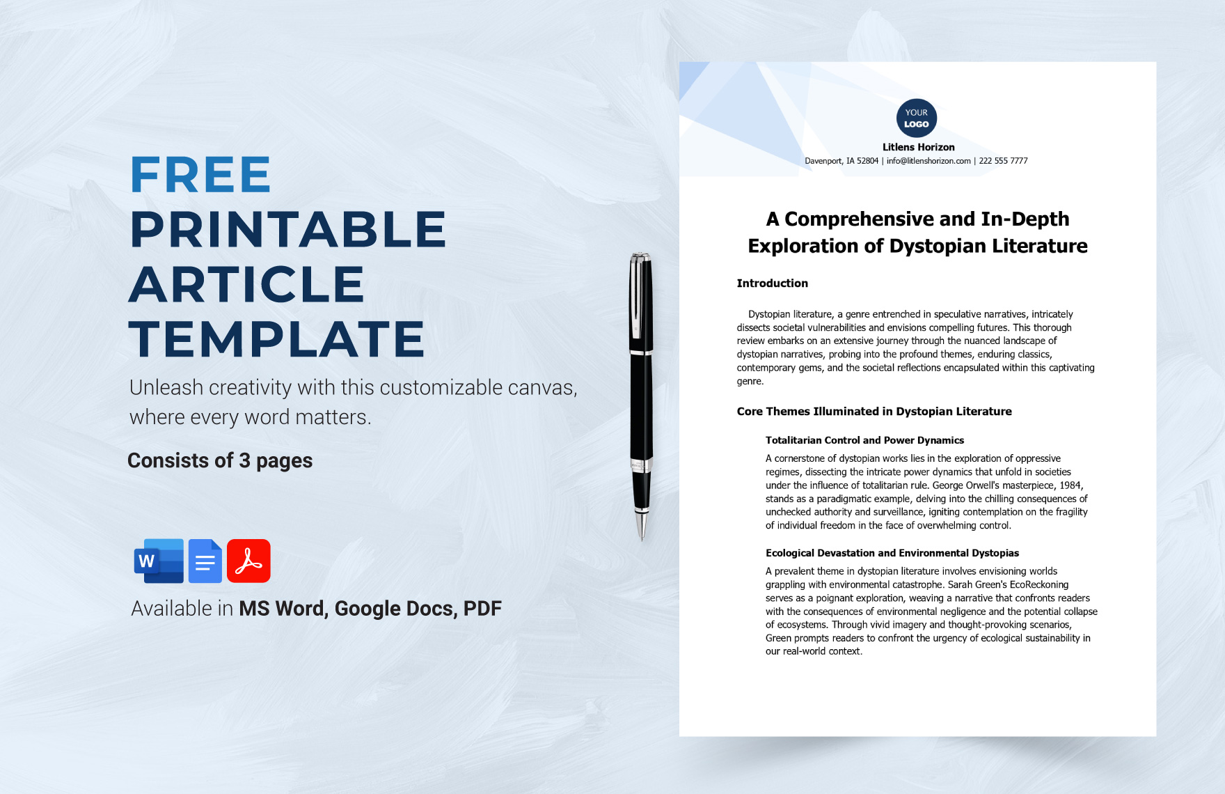 Free Printable Article Template Download in Word, Google Docs, PDF