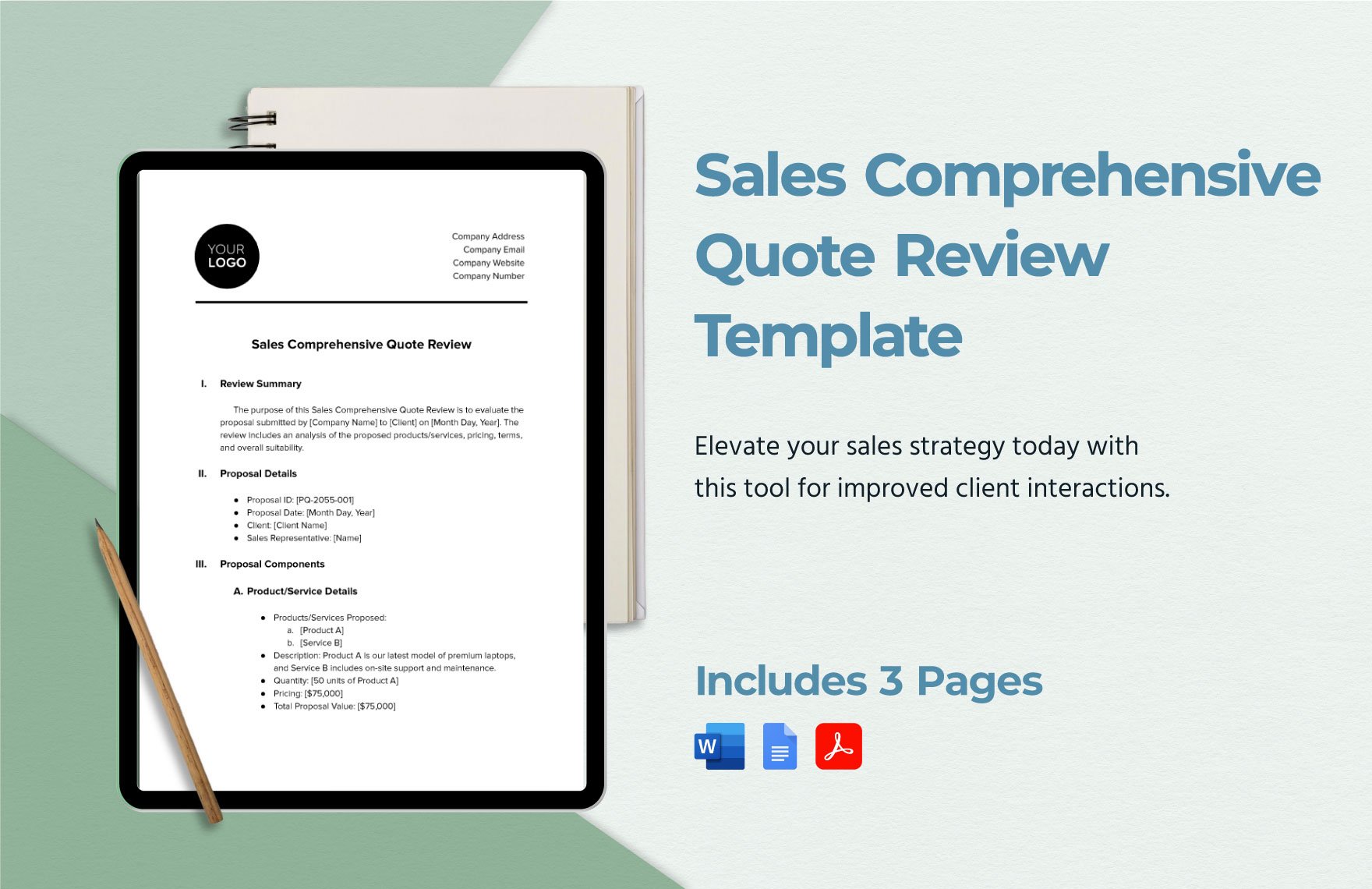 Sales Comprehensive Quote Review Template in Google Docs, PDF, PowerPoint