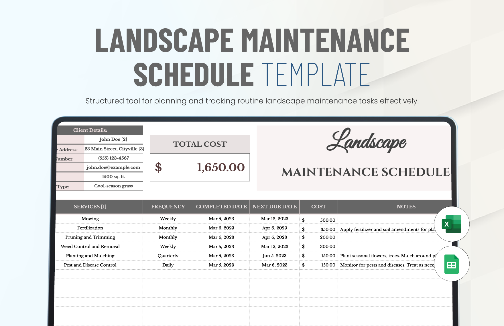 Editable Maintenance Schedule Templates In Excel To Download