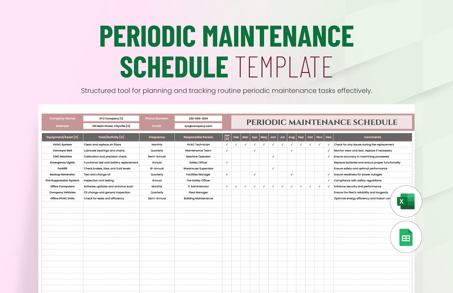 Periodic Maintenance Schedule Template