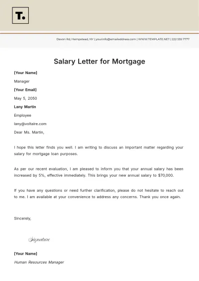 Free Salary Letter for Mortgage Template to Edit Online