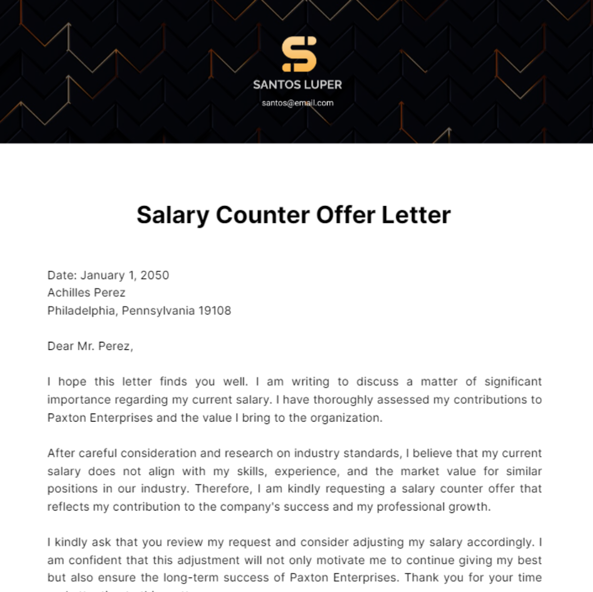 Salary Counter Offer Letter Template