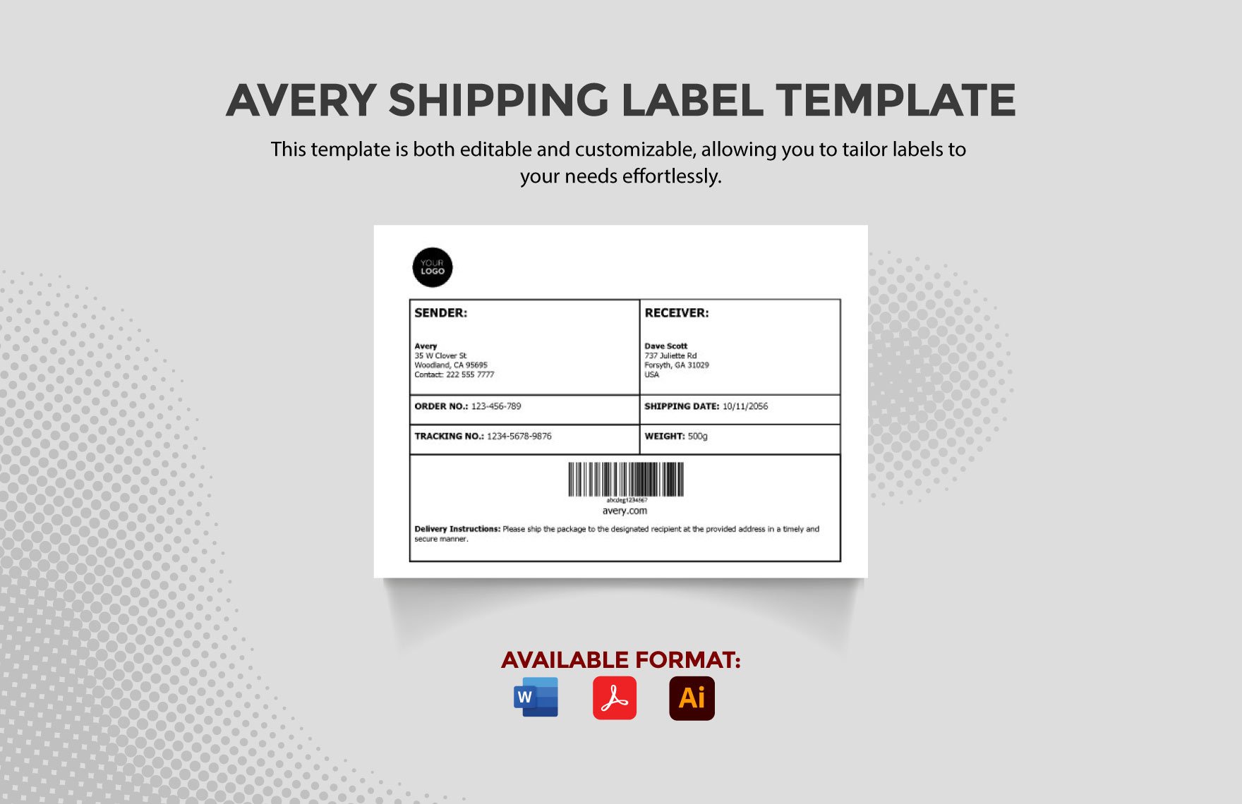 Avery Shipping Label Template in Word, PDF, Illustrator, JPG