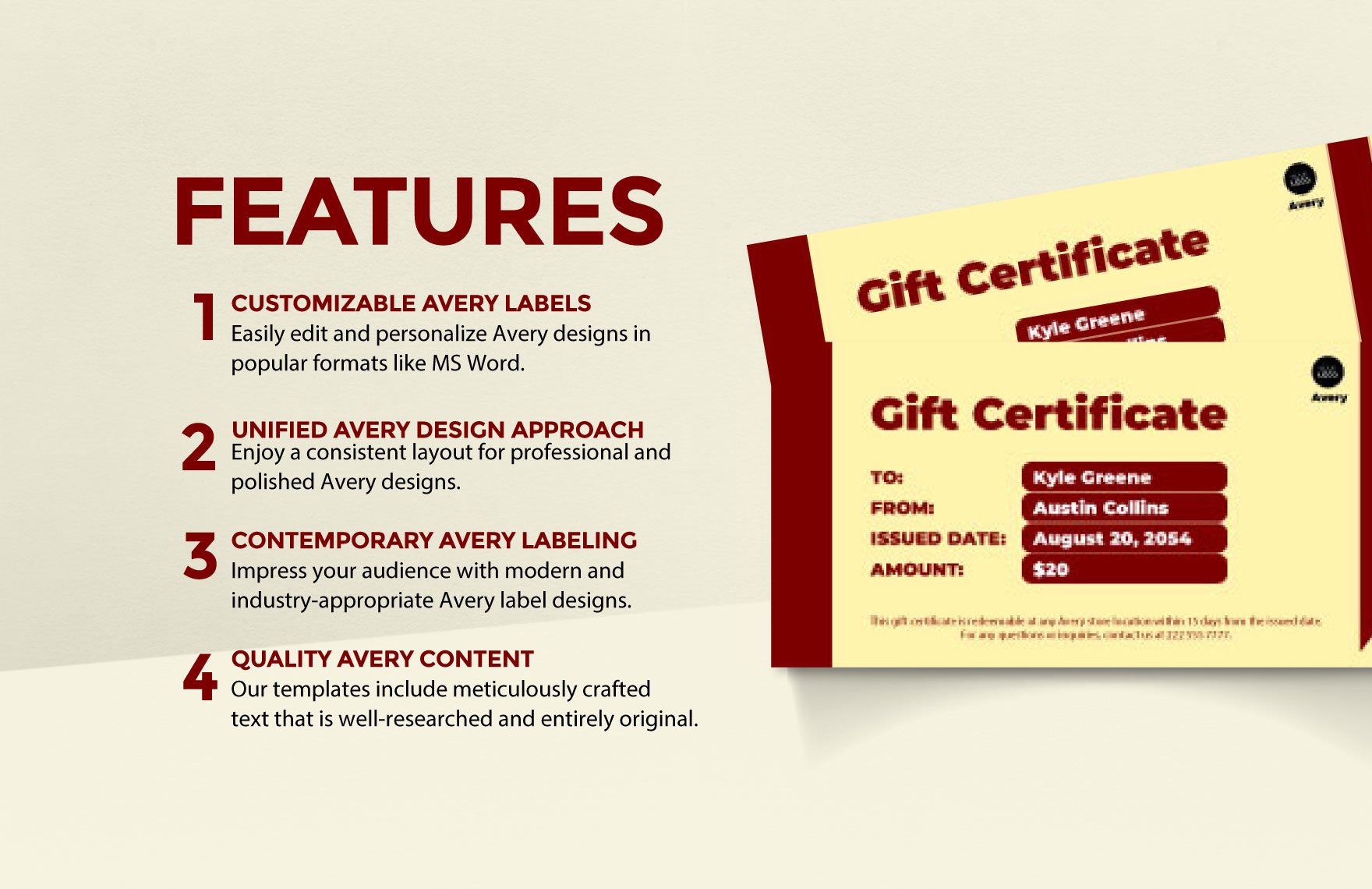 Avery Gift Certificate Template