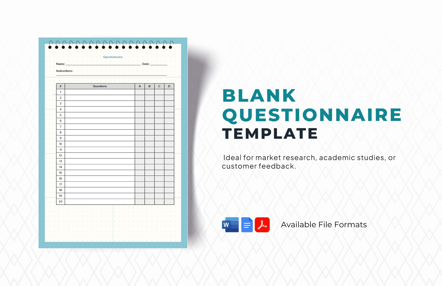 Free Blank Questionnaire Template
