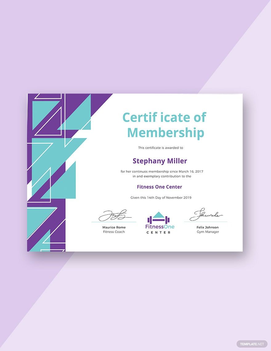 Gym Membership Certificate Template