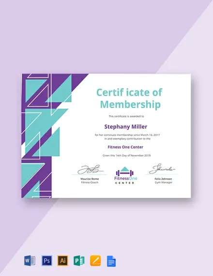 Free Gym Membership Certificate Template