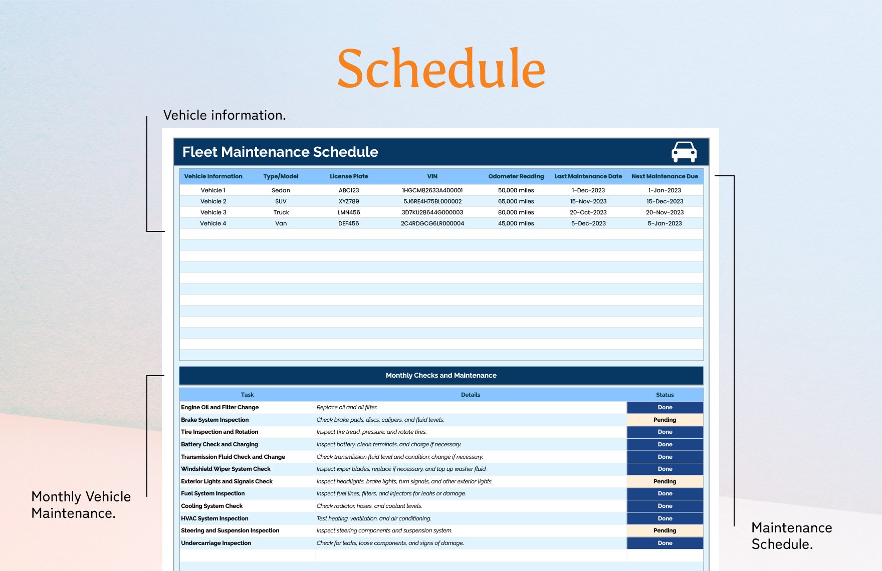 Fleet Maintenance Schedule Template