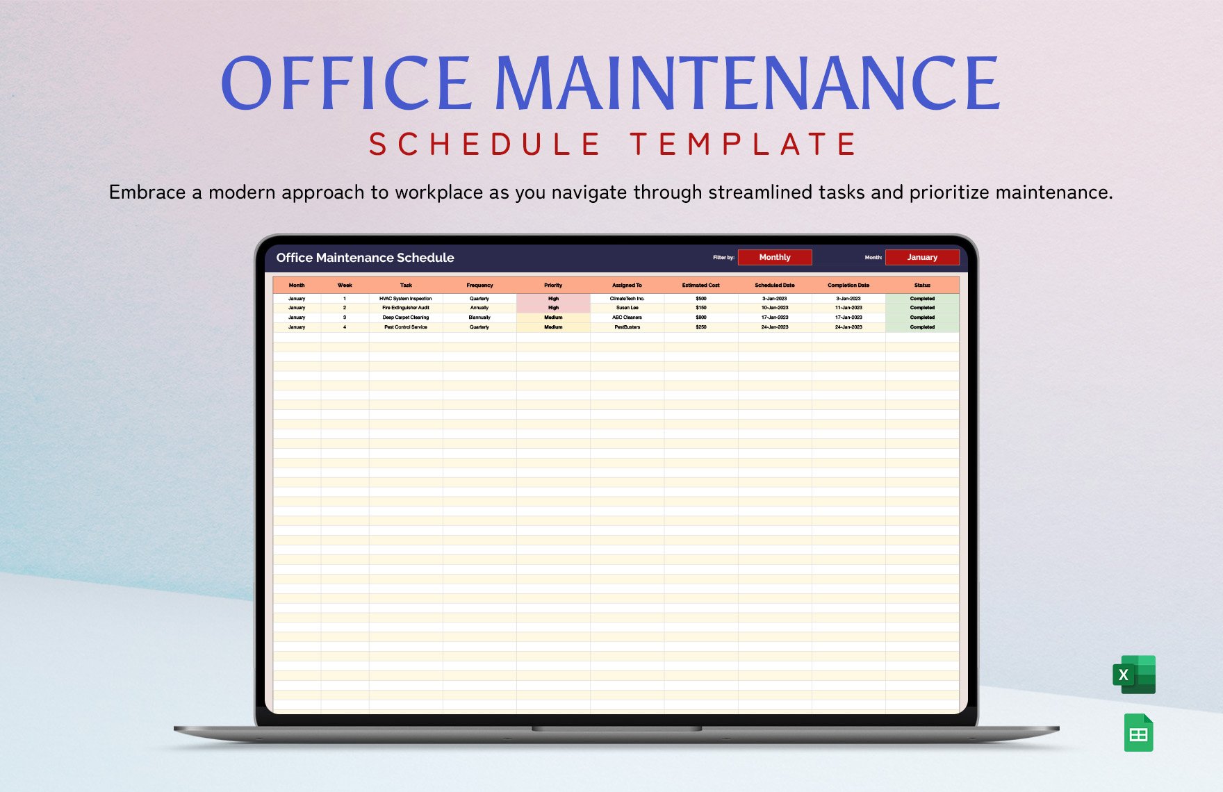Office Maintenance Schedule Template
