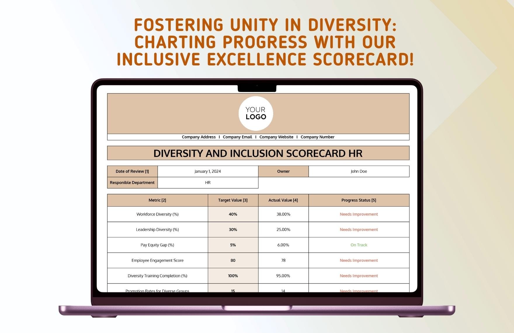 Diversity and Inclusion Scorecard HR Template