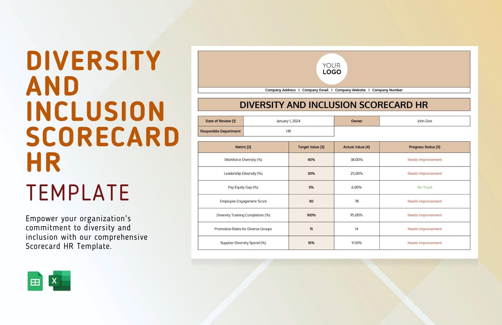 Diversity and Inclusion Scorecard HR Template