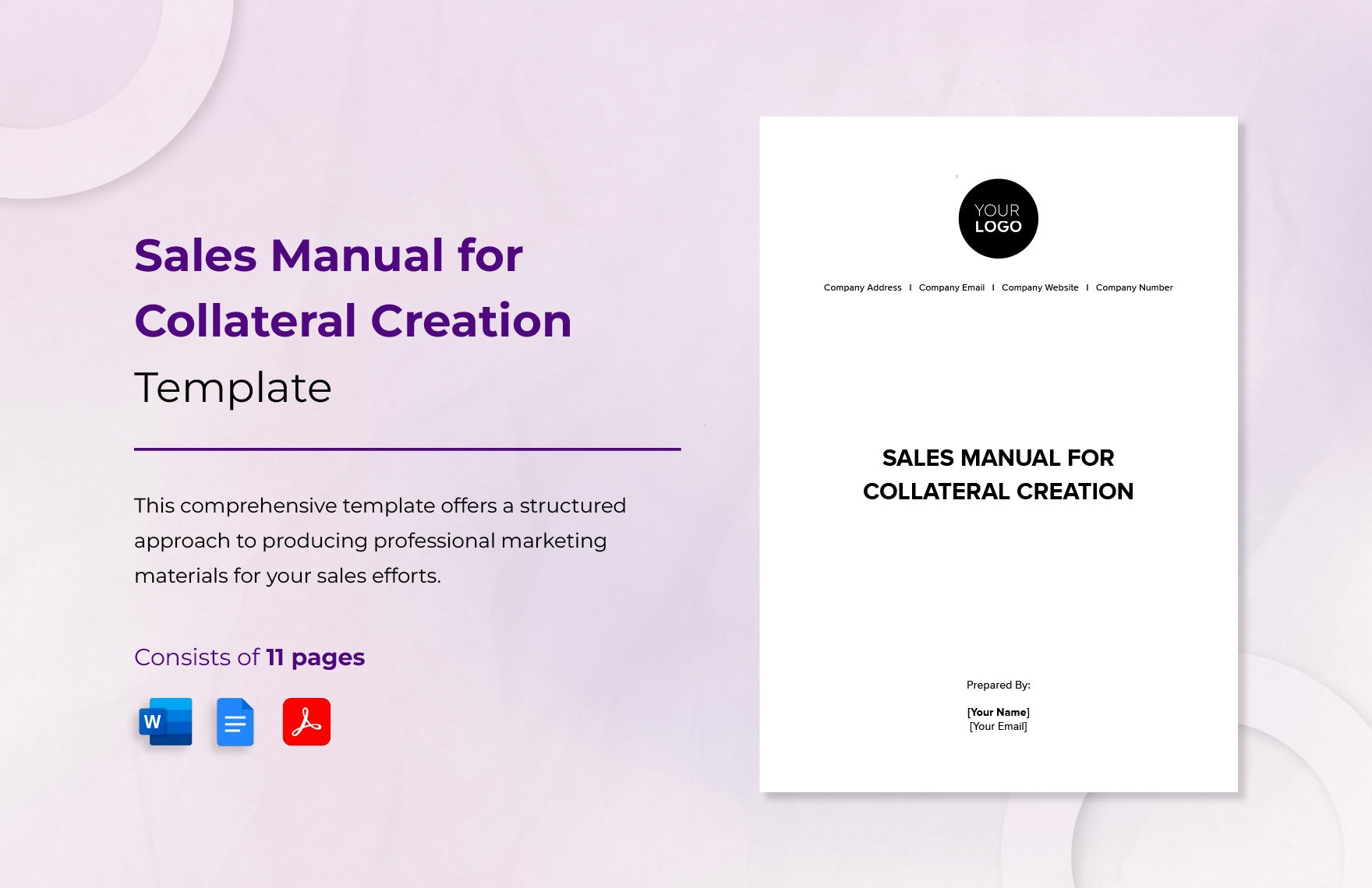 Sales Manual for Collateral Creation Template in Word, Google Docs, PDF