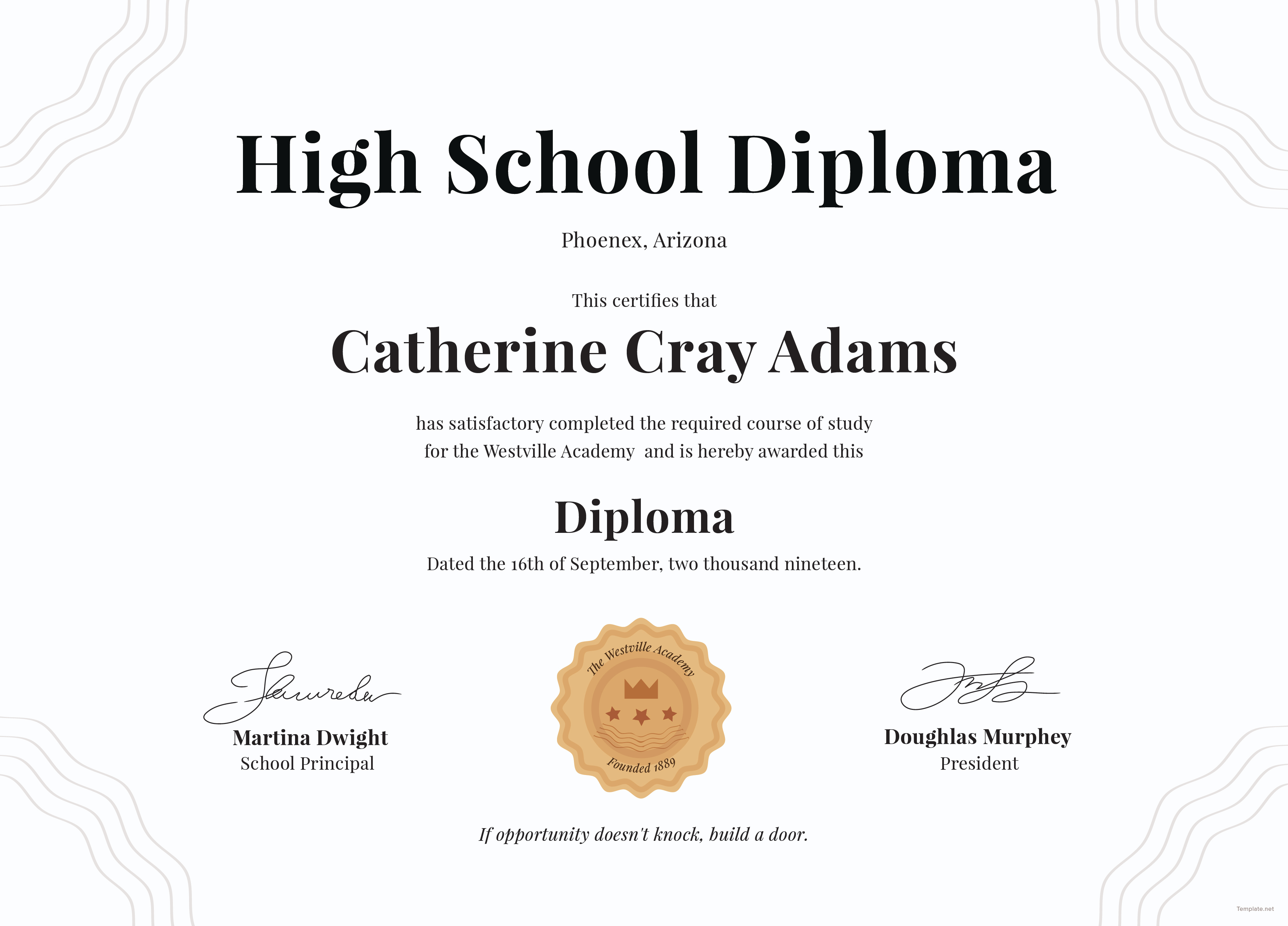 Free High School Diploma Certificate Template in Adobe Photoshop