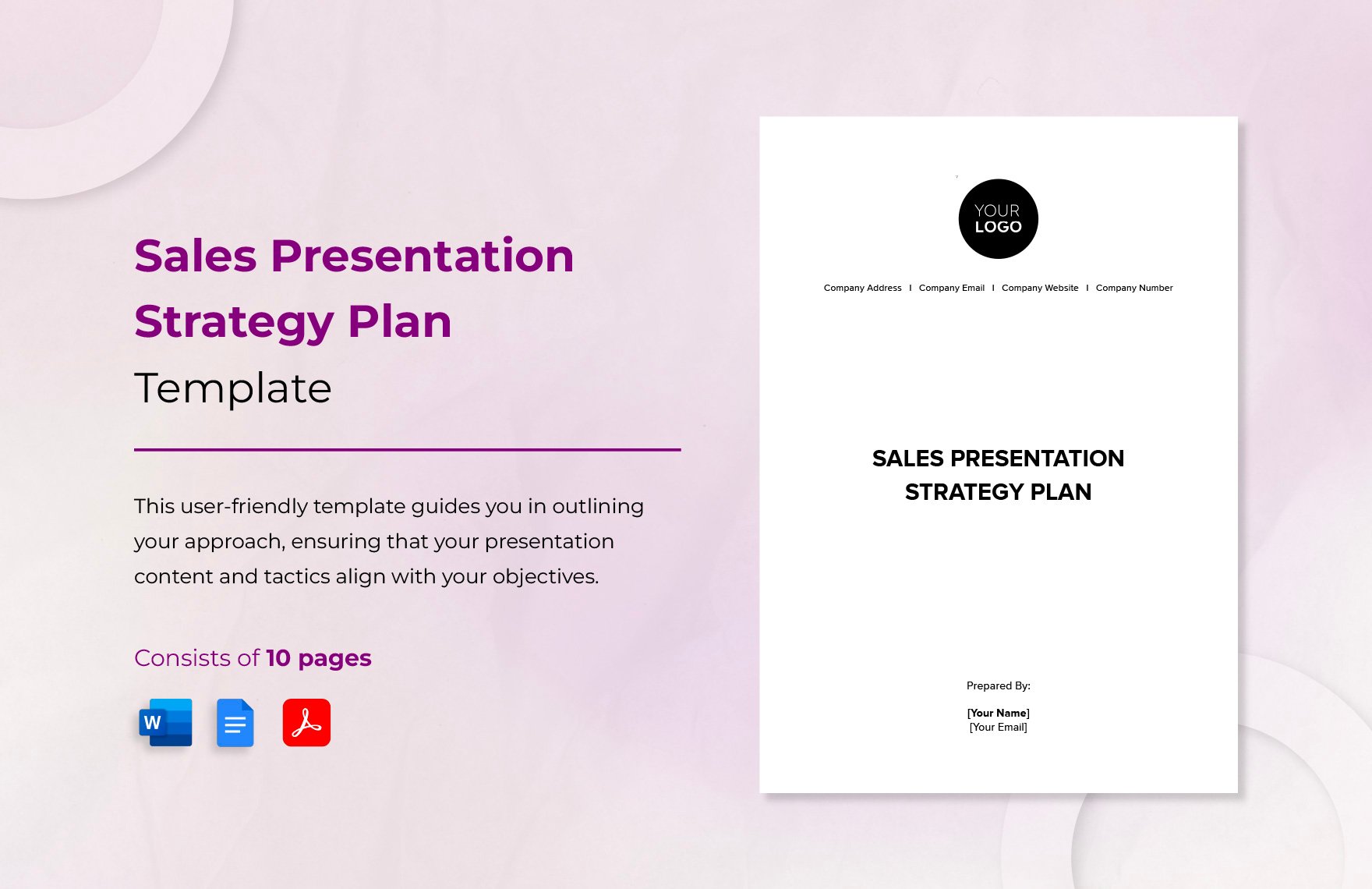 Sales Presentation Strategy Plan Template in Word, Google Docs, PDF