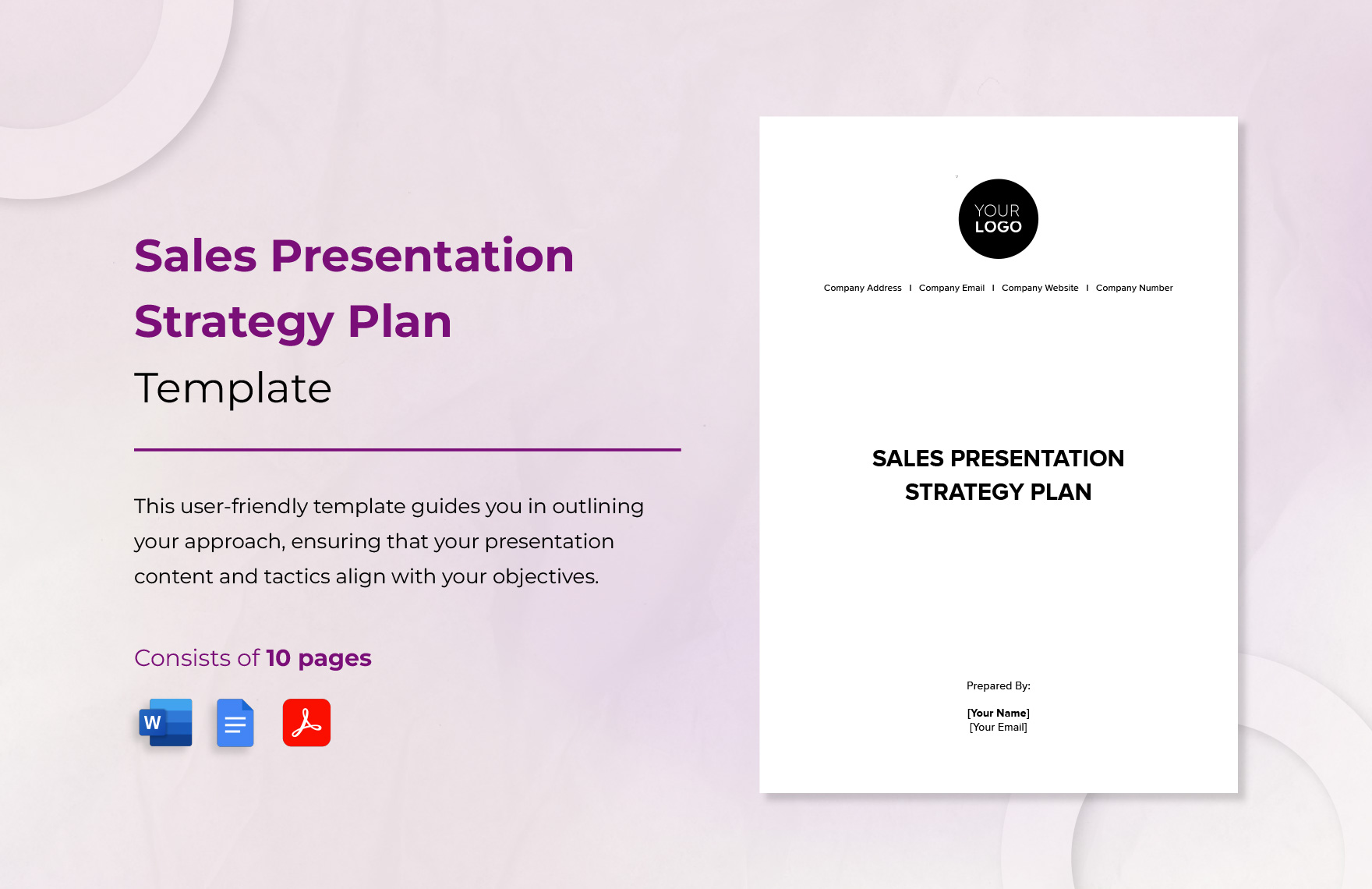 Sales Presentation Strategy Plan Template in Word, Google Docs, PDF