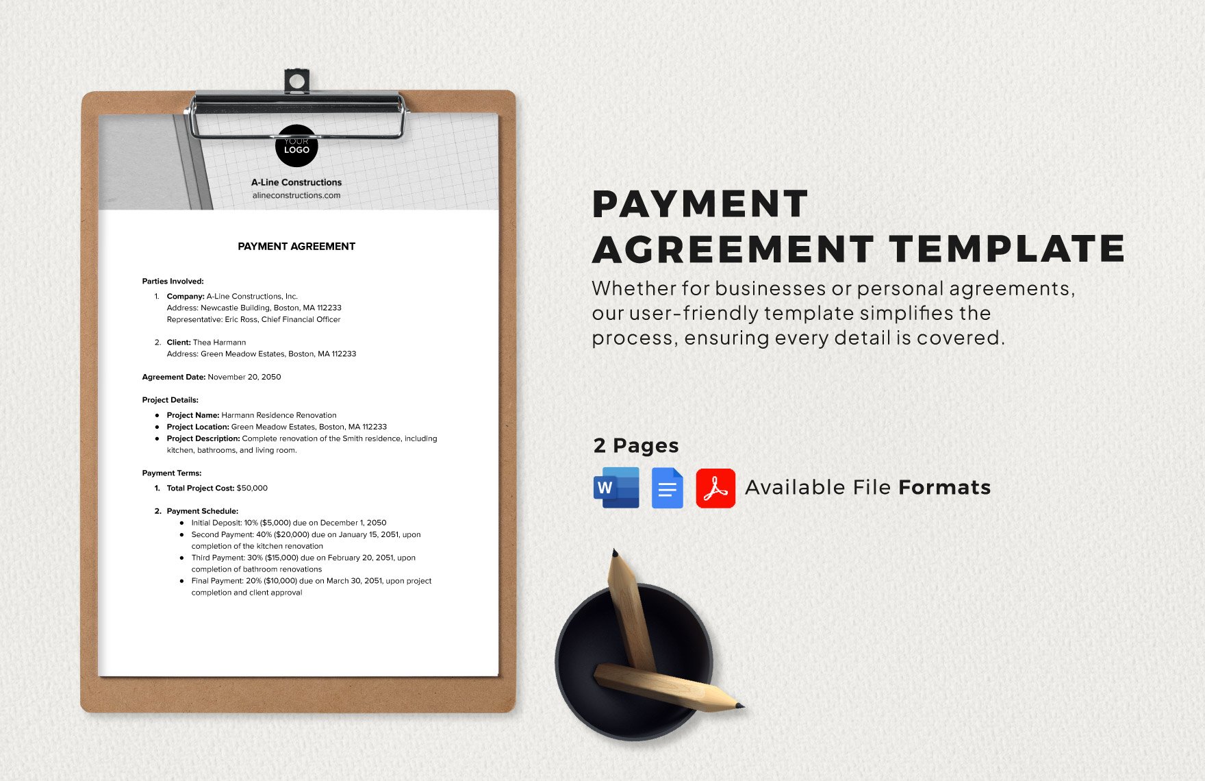 Free Payment Agreement Template in Word, Google Docs, PDF