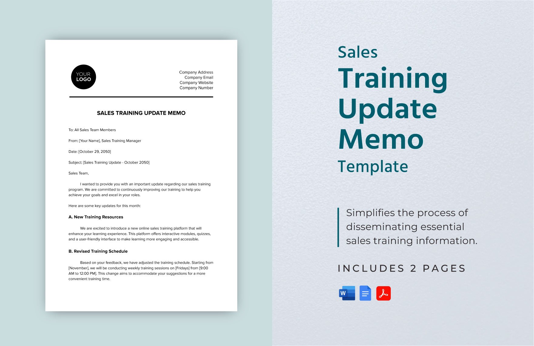 Sales Training Update Memo Template